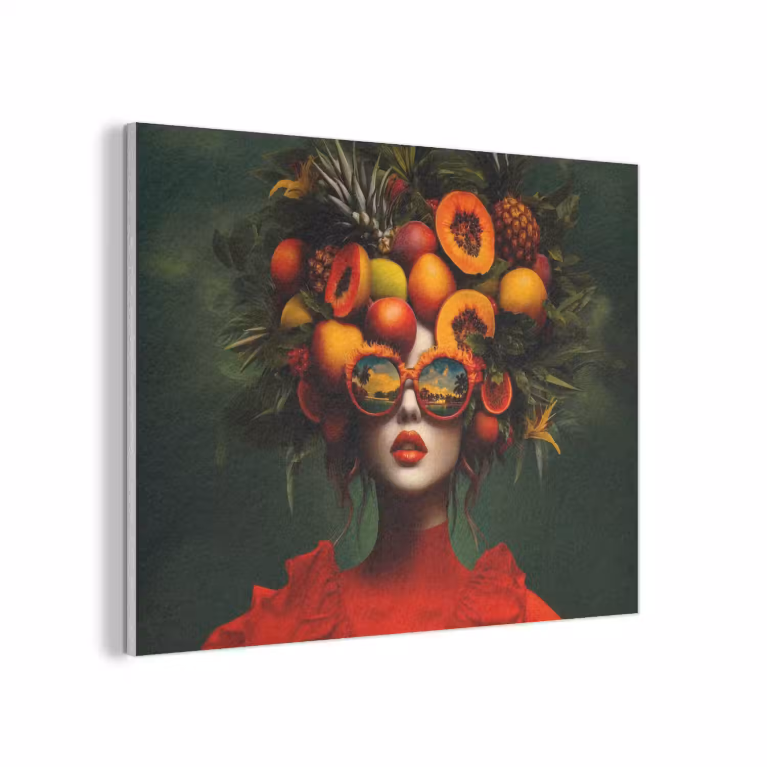 Vrouw - Vruchten - Papaja - Ananas PET vilt klein -3d