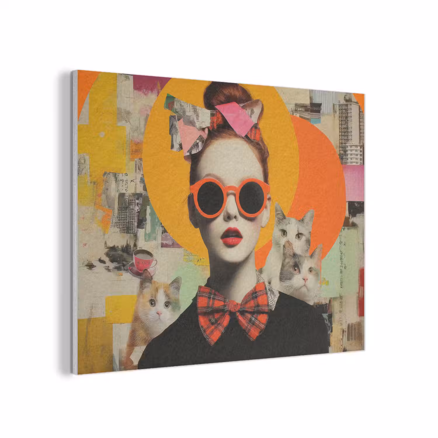 Vrouw - Bril - Strik - Retro PET vilt klein -3d
