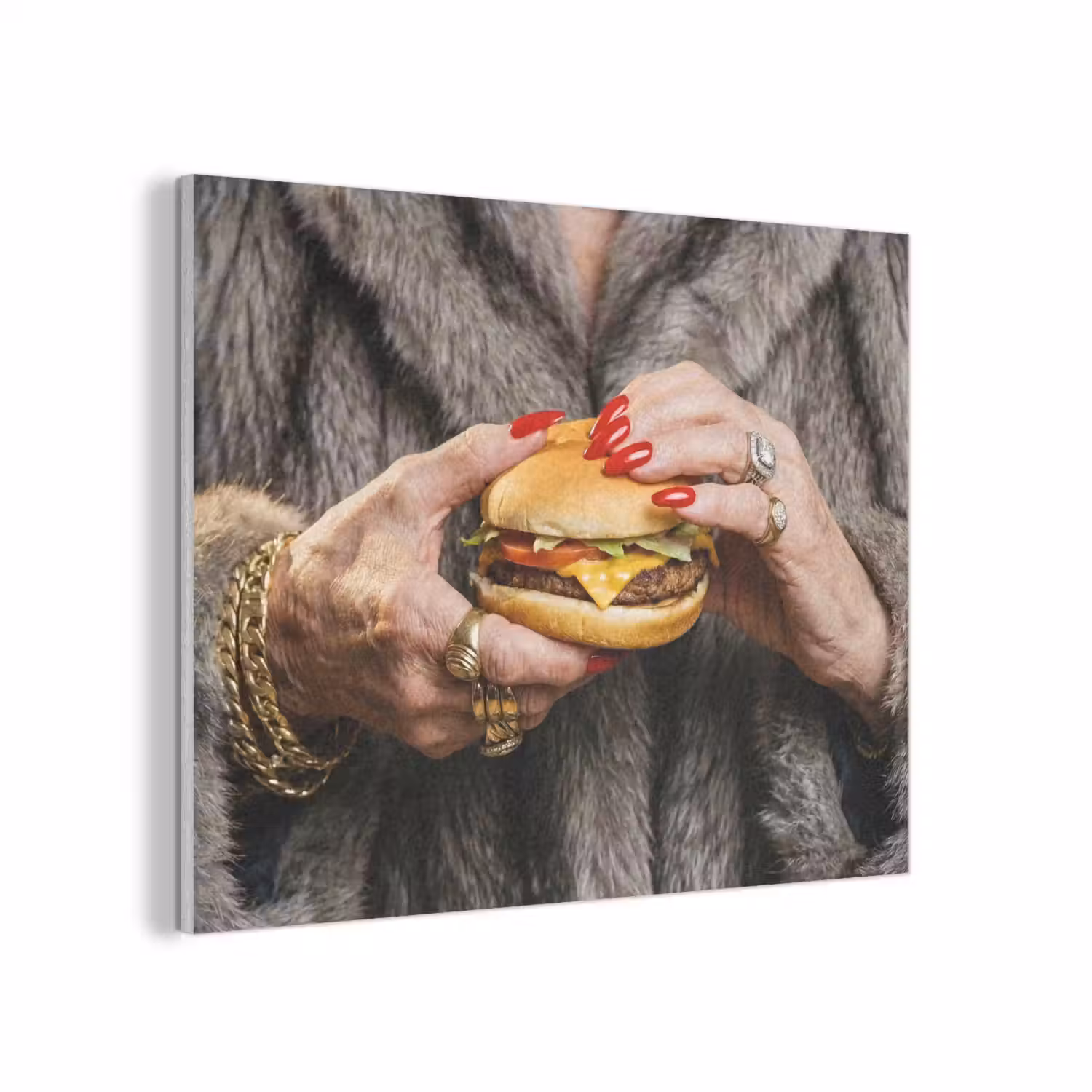 Vrouw - Hamburger - Bontjas PET vilt klein -3d