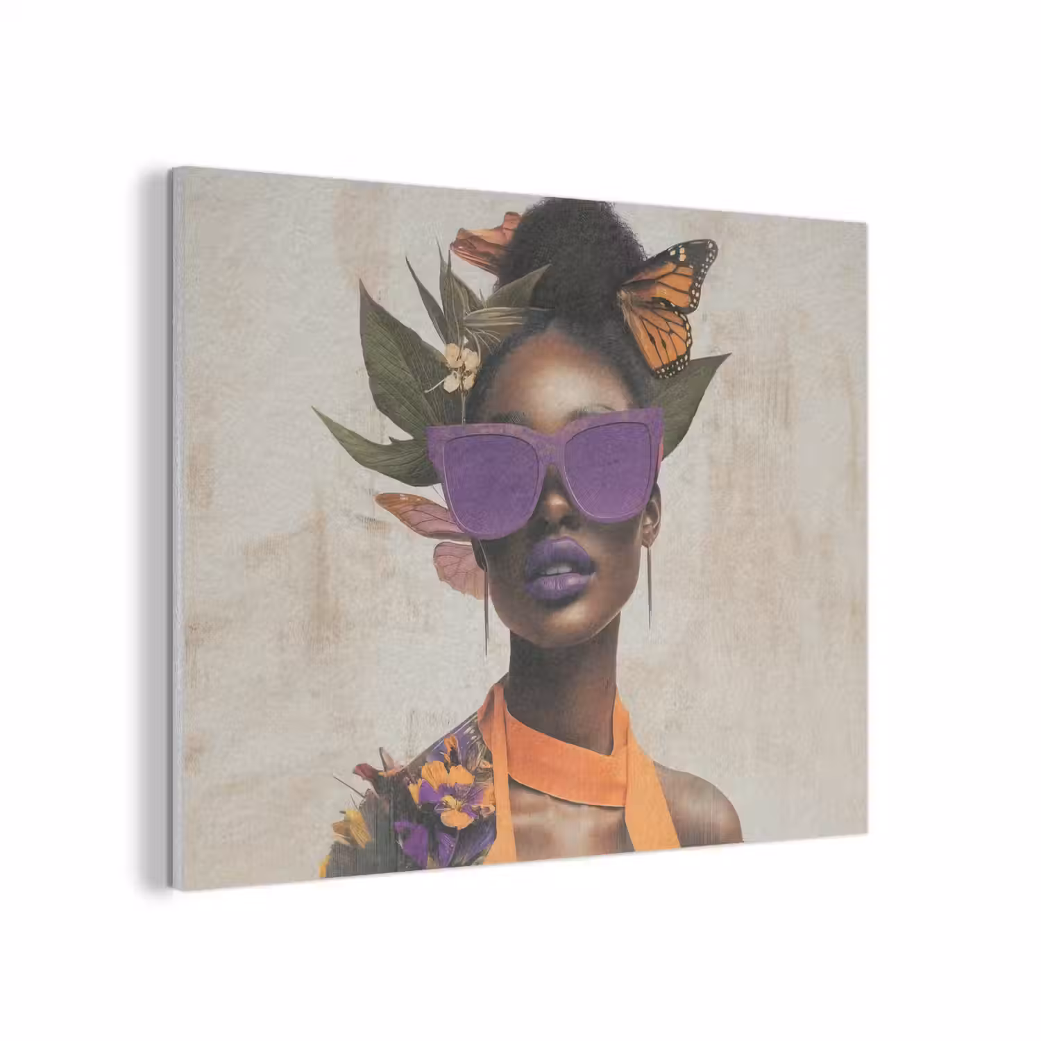 Vrouw - Zonnebril - Vlinder - Bloemen PET vilt klein -3d