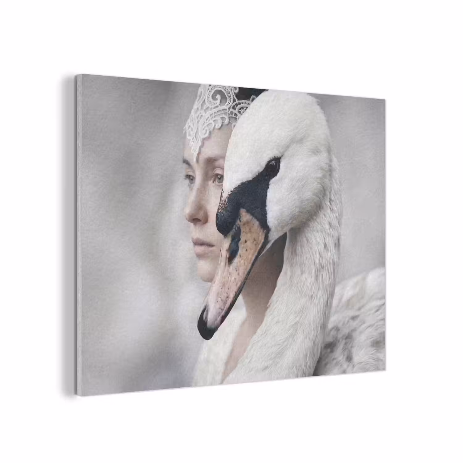 Vrouw - Zwaan - Wit PET vilt klein -3d