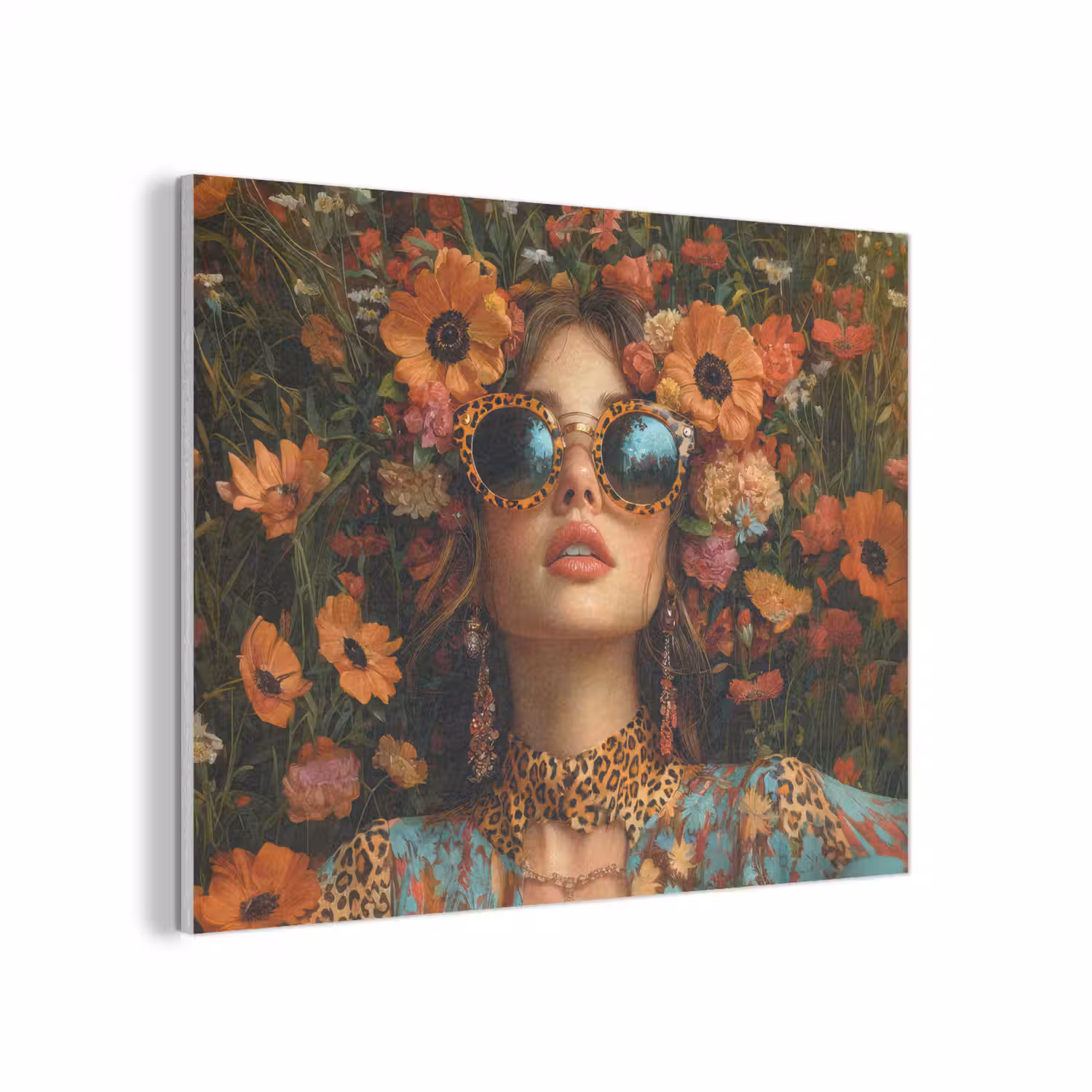 Vrouwen - Bloemen - Modern - Bril - Abstract PET vilt klein -3d