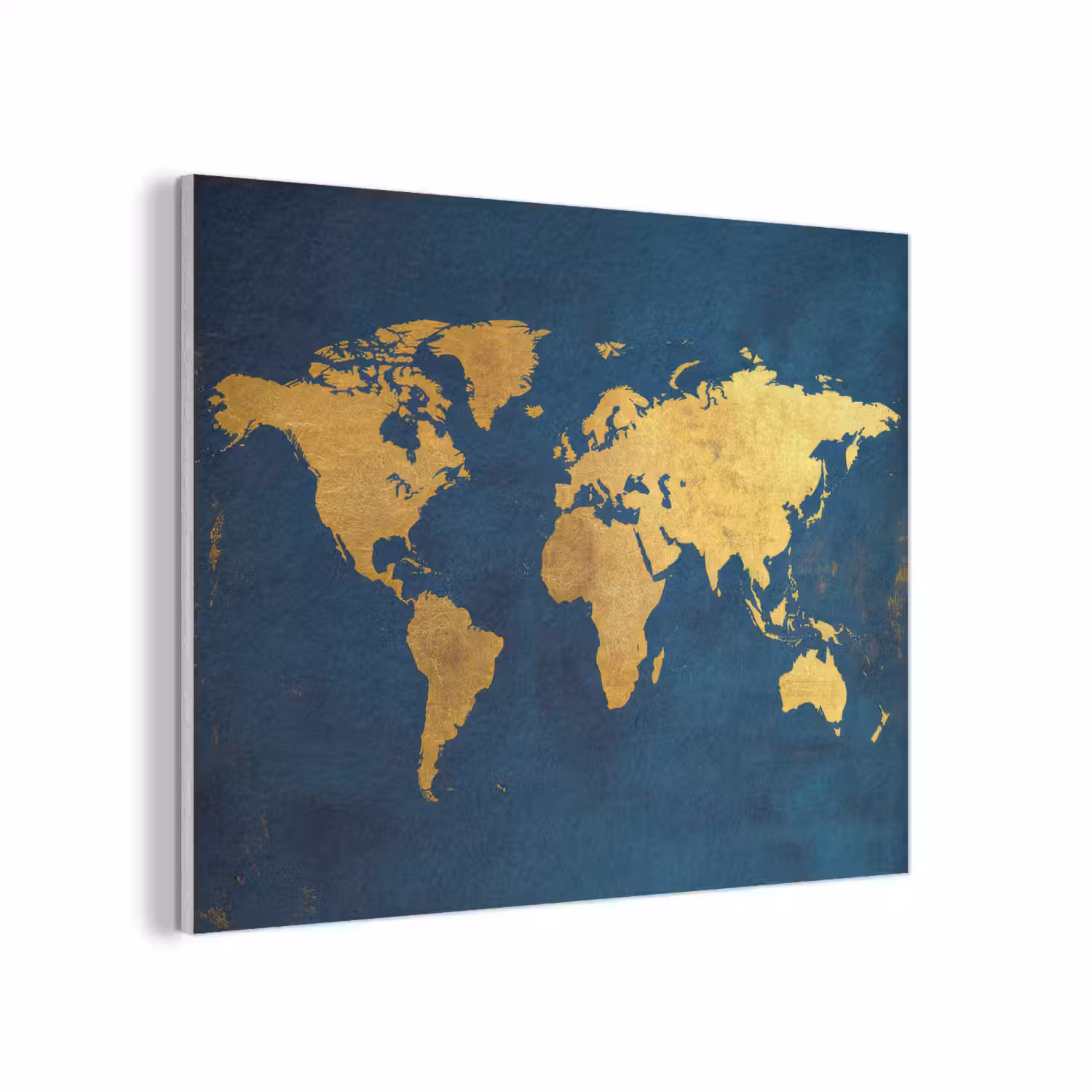 Wereldkaart - Goud - Donkerblauw PET vilt klein -3d