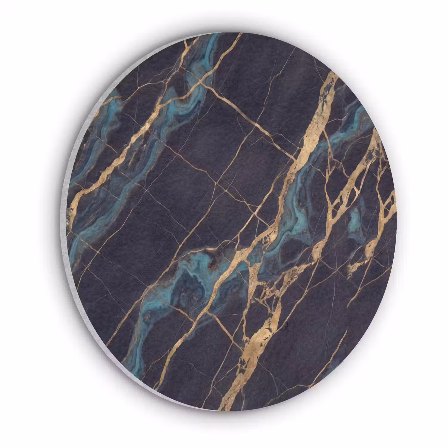 Abstract - Gouden lijnen - Kunst - Modern - Zwart Akoestische PET Vilt - Rond klein -3d