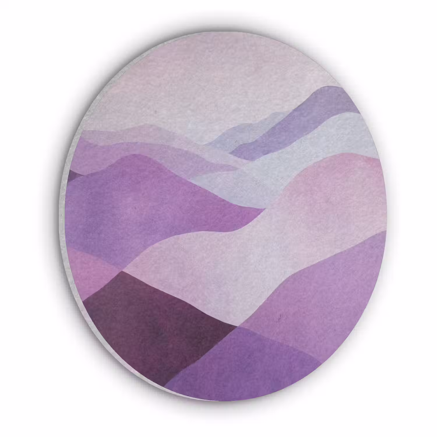 Abstract - Heuvels - Landschap - Paars Akoestische PET Vilt - Rond klein -3d