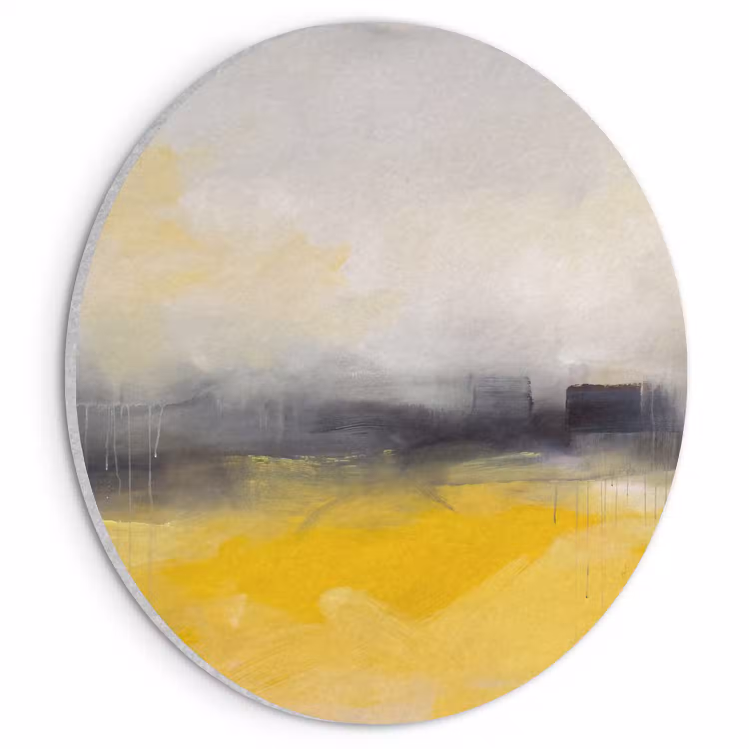 Abstract - Landschap - Modern - Geel Akoestische PET Vilt - Rond klein -3d