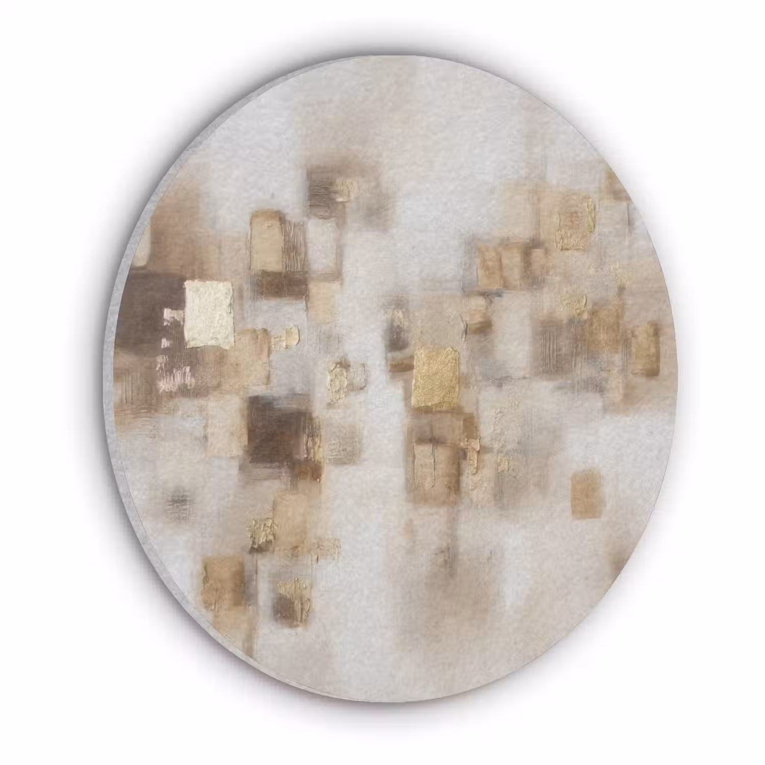 Abstracte vierkanten - Aardetonen - Mistig Akoestische PET Vilt - Rond klein -3d