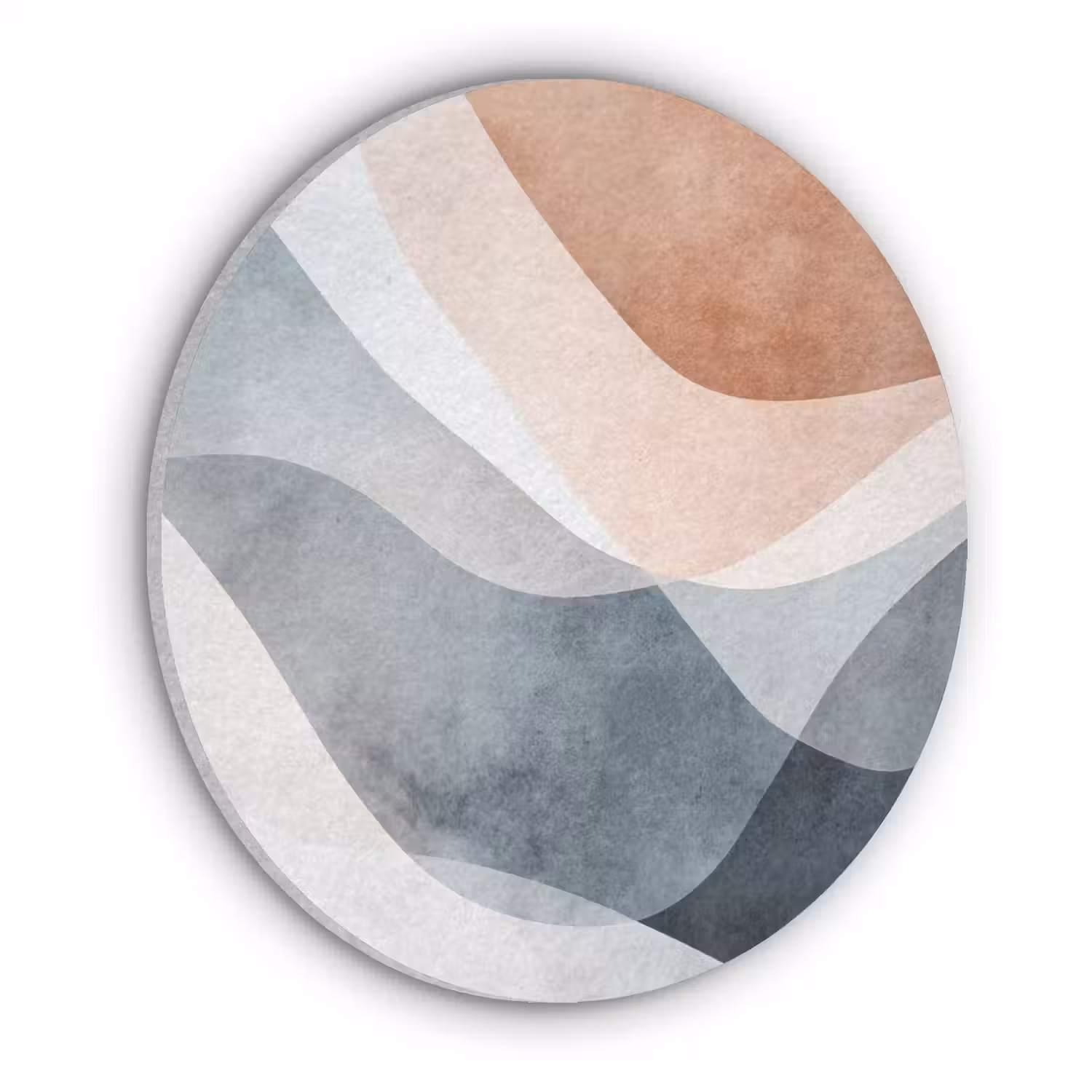 Abstract - Golven - Blauw Akoestische PET Vilt - Rond klein -3d