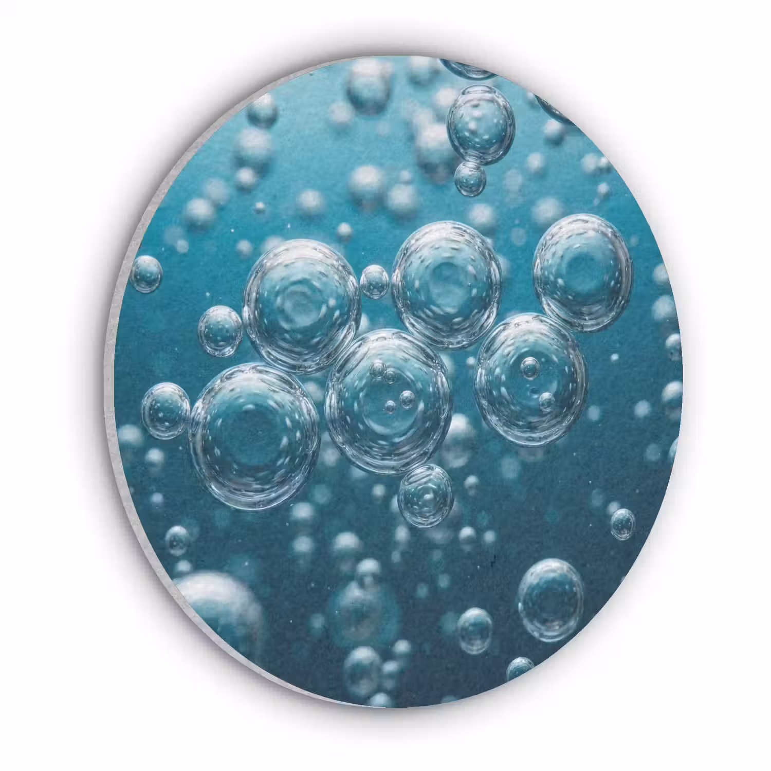 Luchtbellen - Dynamisch - Blauw Akoestische PET Vilt - Rond klein -3d