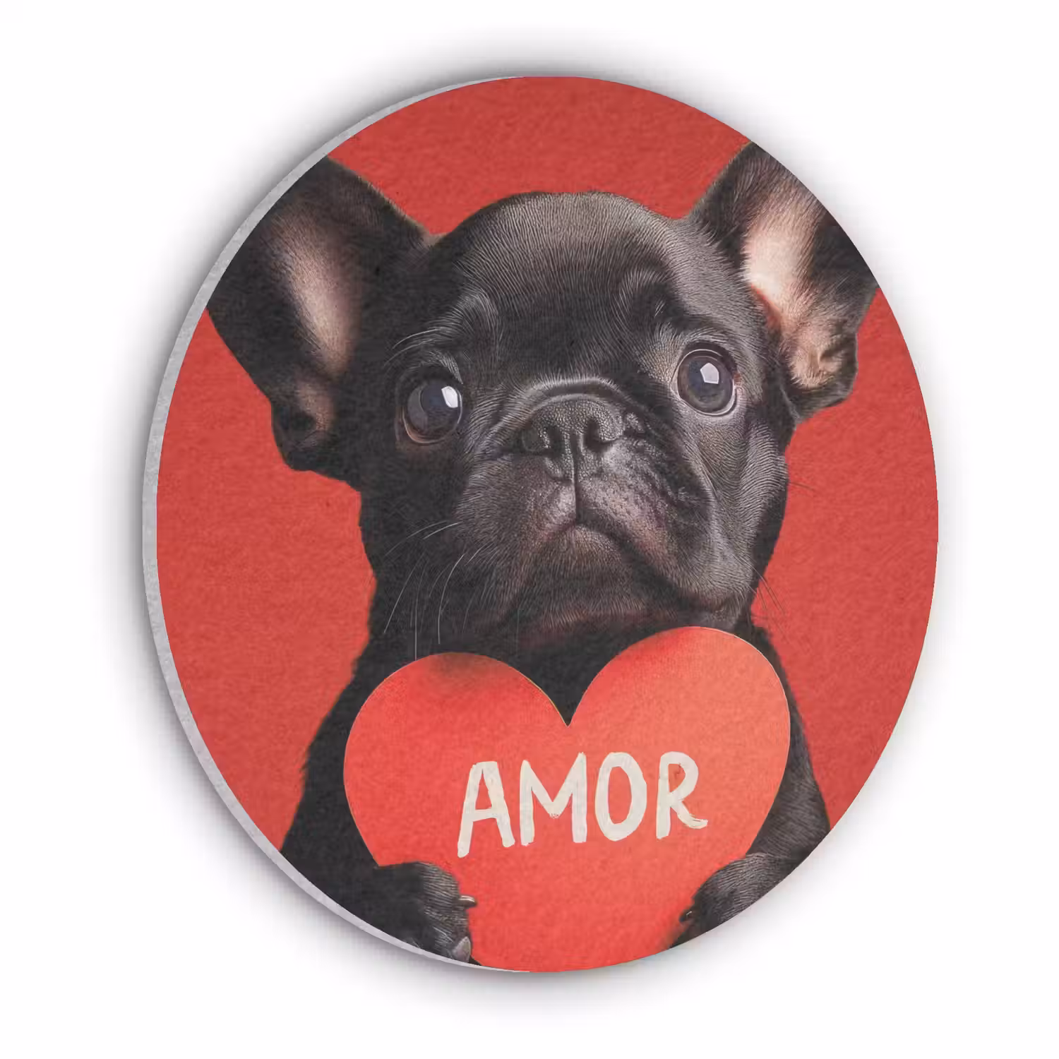 Amor - Hond - Hartje - Rood Akoestische PET Vilt - Rond klein -3d