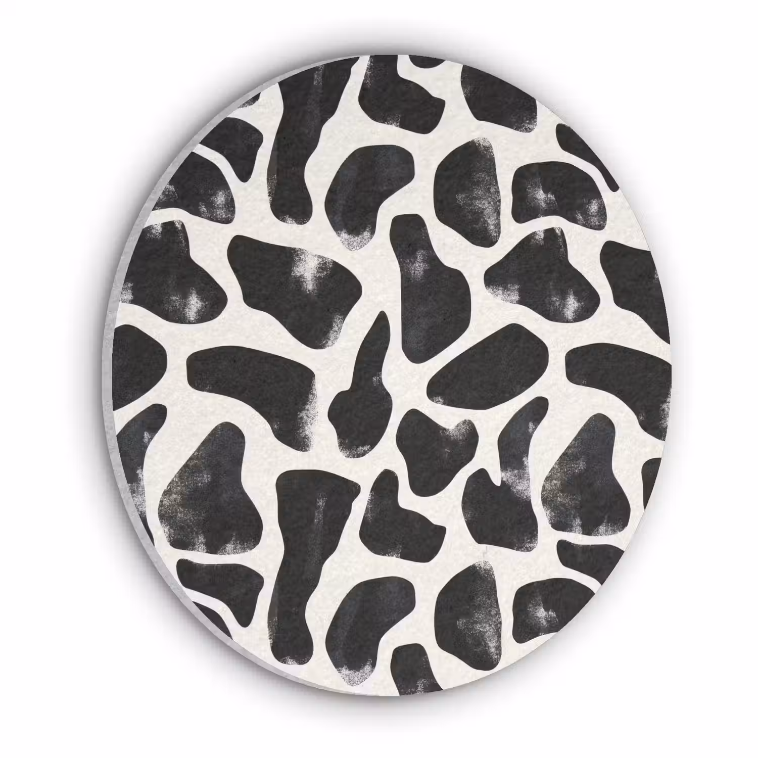 Dierenpatroon - Vlekken - Zwart - Wit Akoestische PET Vilt - Rond klein 838 -3d