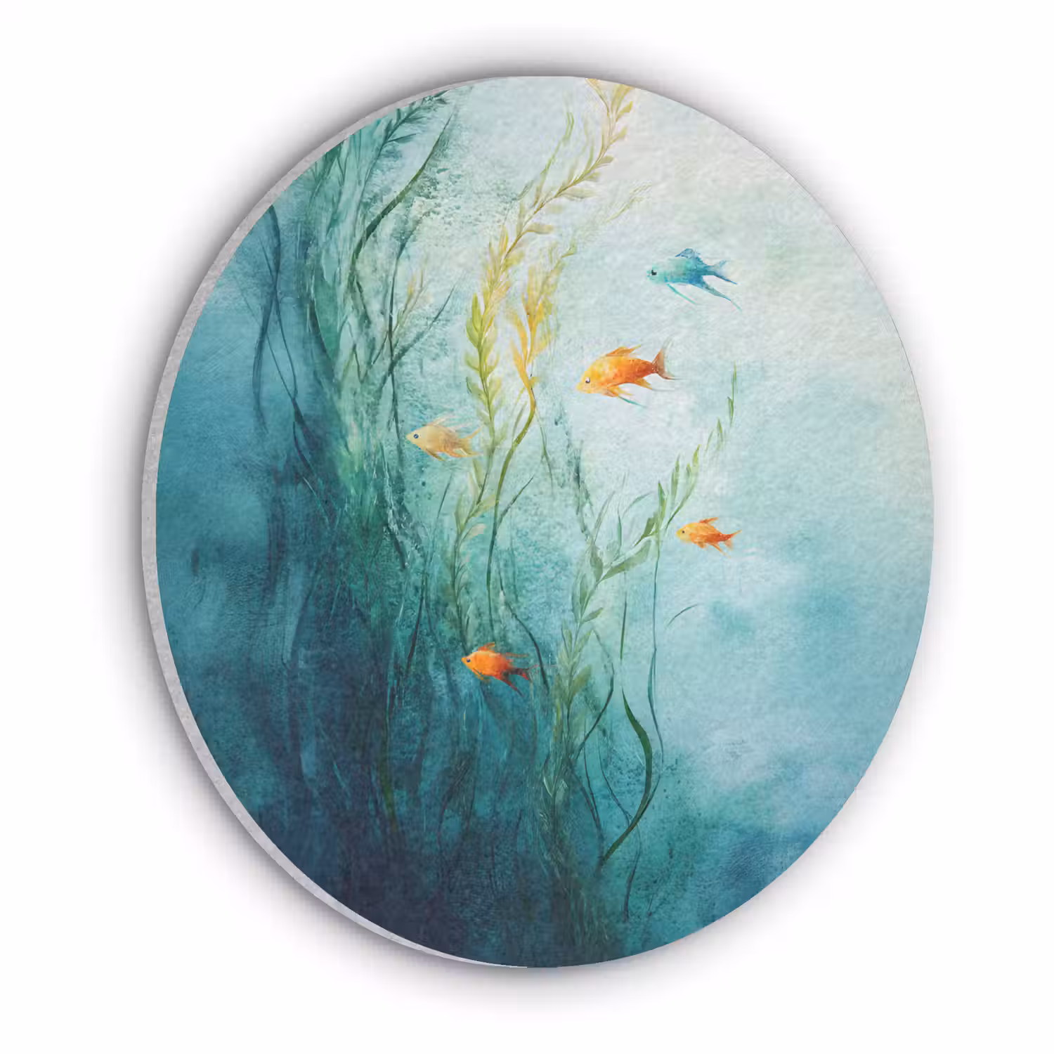 Waterplanten - Vissen - Kleurrijk - Water Akoestische PET Vilt - Rond klein -3d