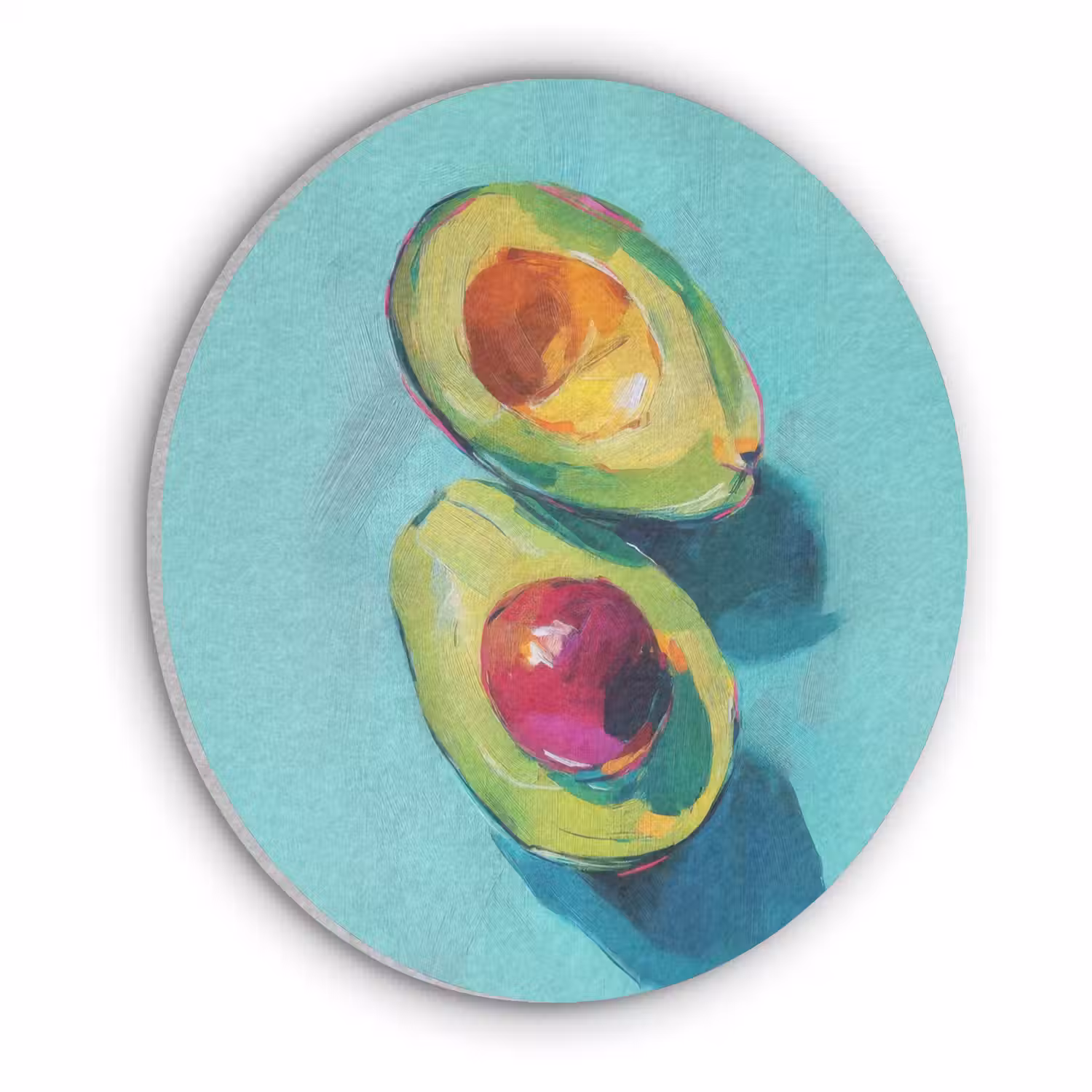 Avocado - Groen - Pit - Schaduw Akoestische PET Vilt - Rond klein -3d