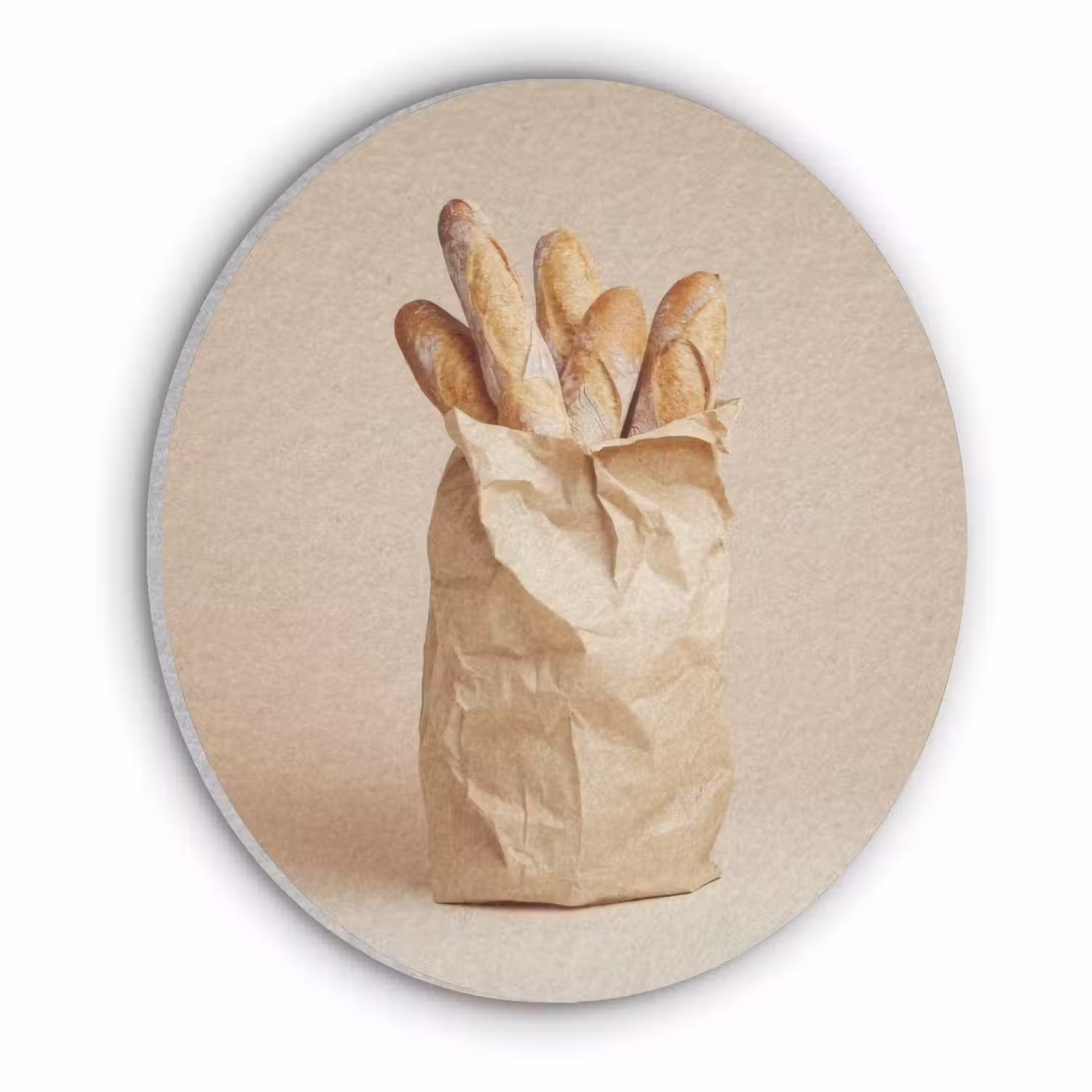 Baguette - Brood - Stokbrood - Beige Akoestische PET Vilt - Rond klein -3d