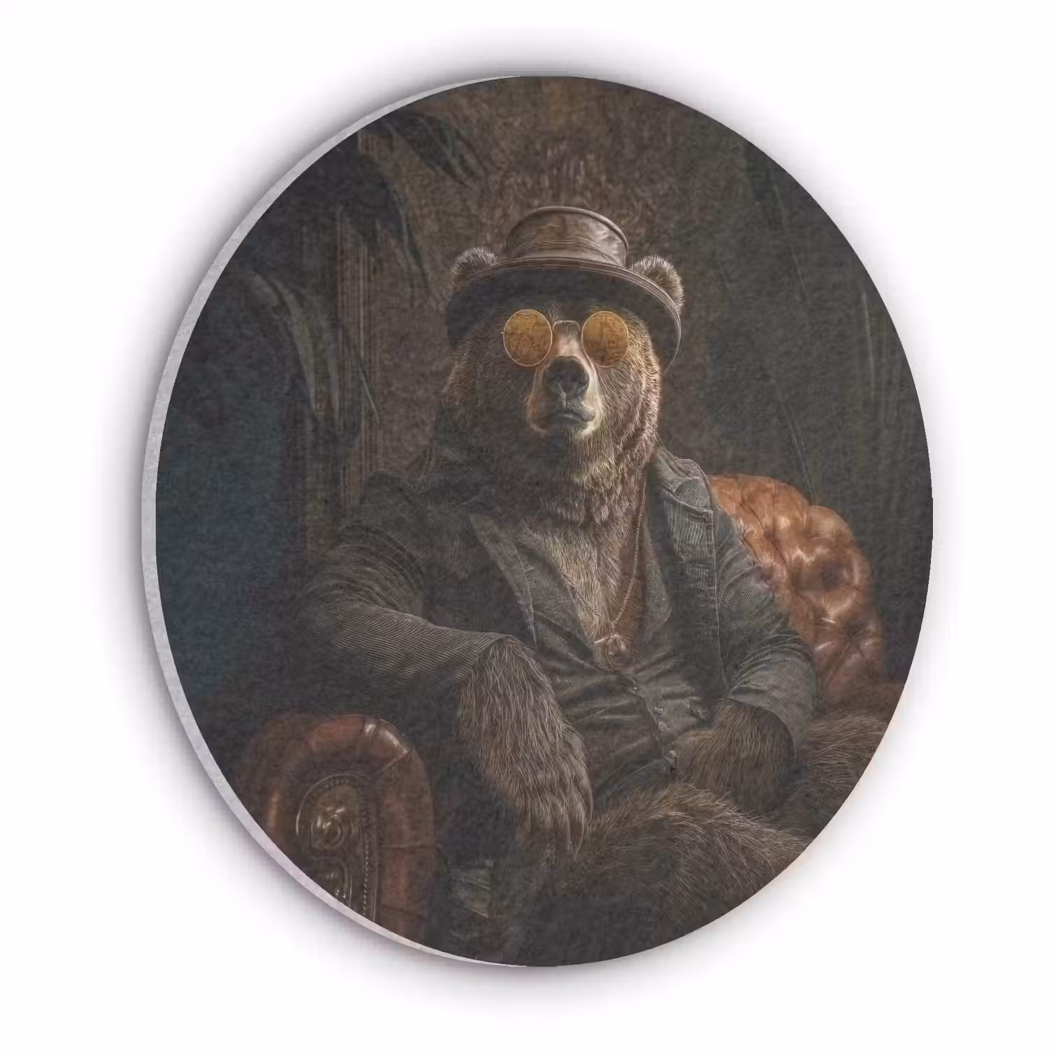 Beer - Bruin - Pak - Hoed Akoestische PET Vilt - Rond klein -3d