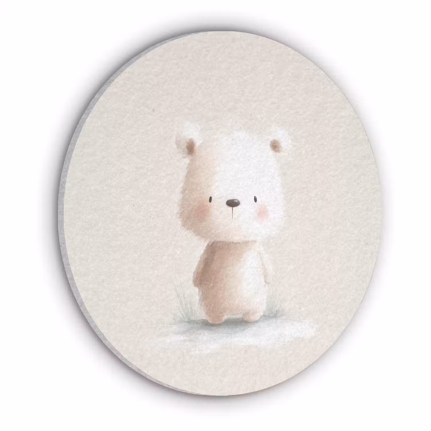 Beertje - Sneeuwvlokje - Wit - Pluizig Akoestische PET Vilt - Rond klein -3d