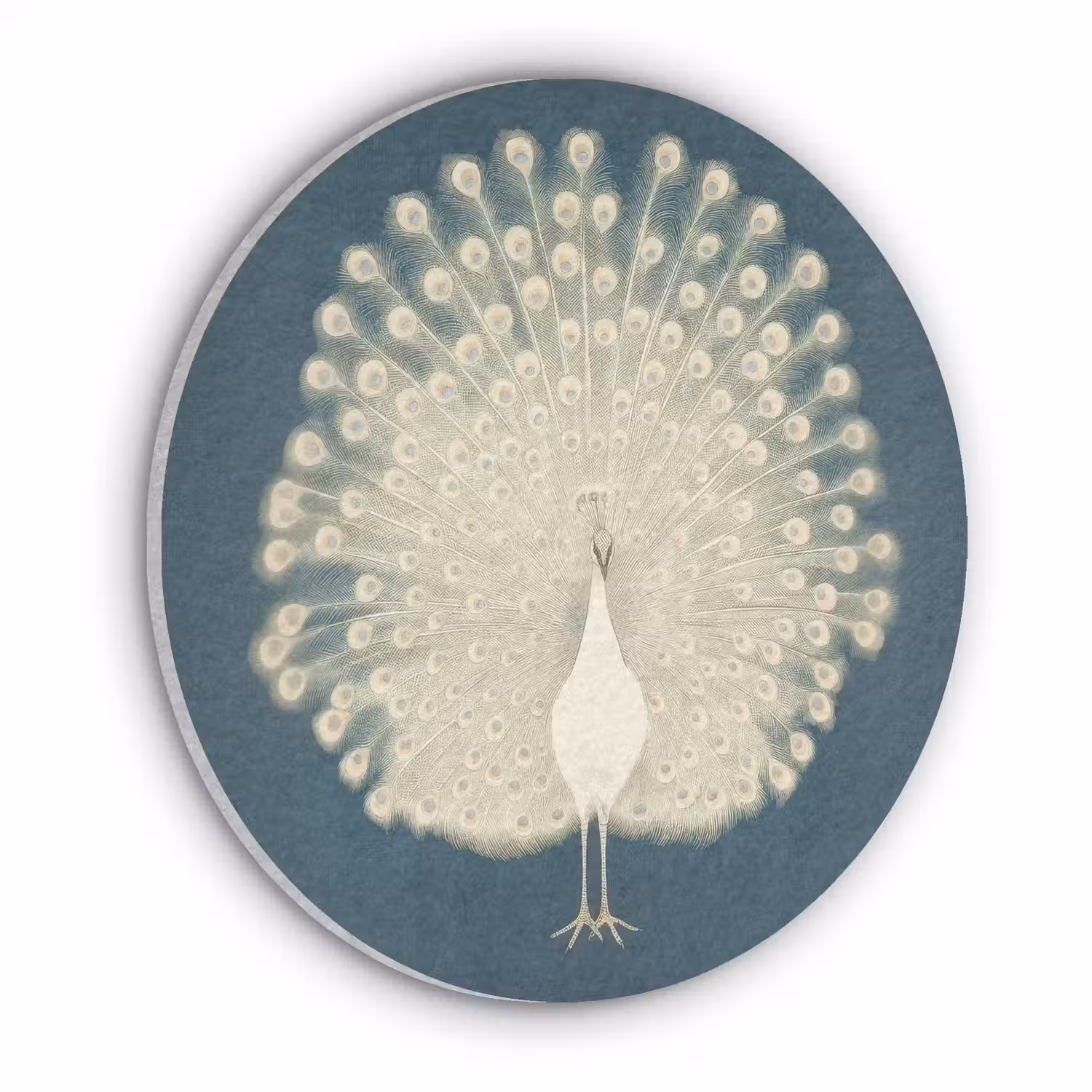Vogel - Blauw - Vintage Akoestische PET Vilt - Rond klein -3d
