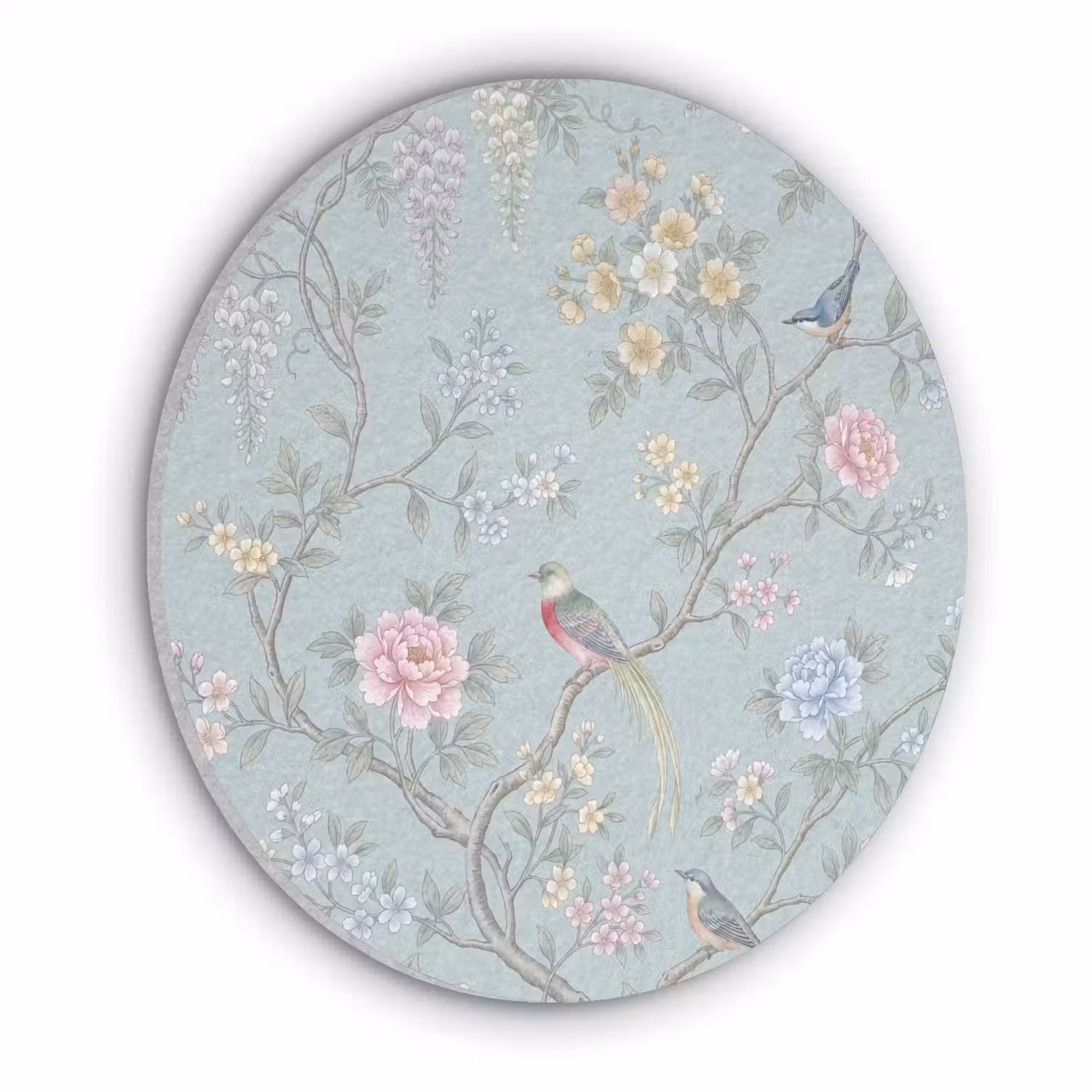 Vogel - Bloemen - Kleurrijk Akoestische PET Vilt - Rond klein -3d