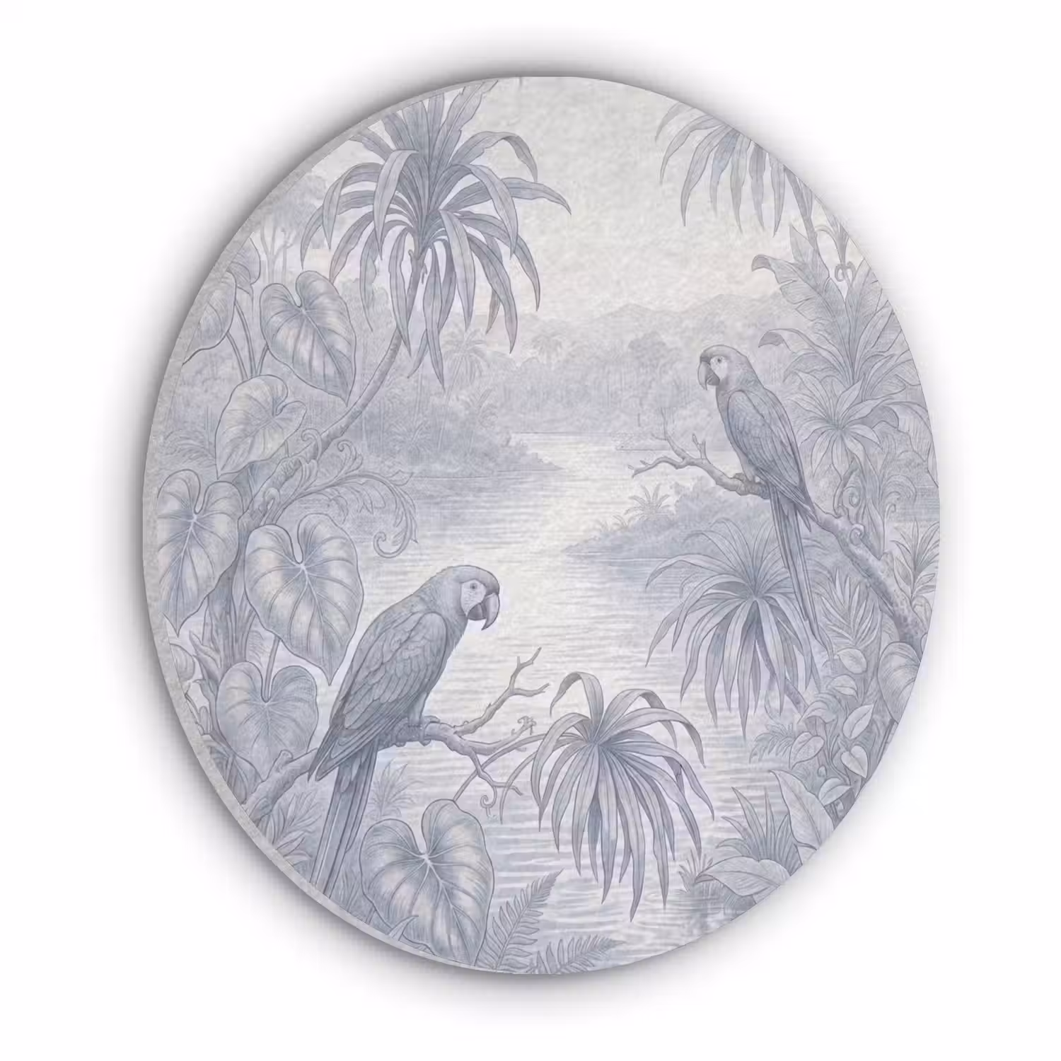 Vogel - Rivier - Tropisch - Illustratie - Blauw Akoestische PET Vilt - Rond klein -3d
