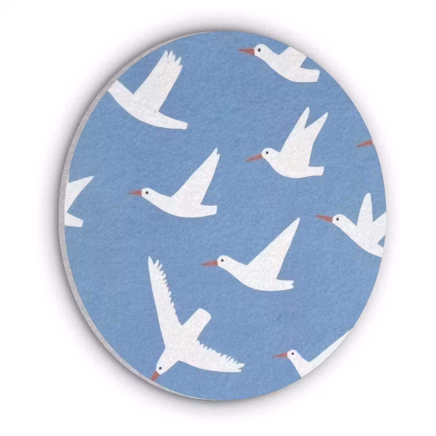 Vogels - Wit - Patroon Akoestische PET Vilt - Rond klein -3d