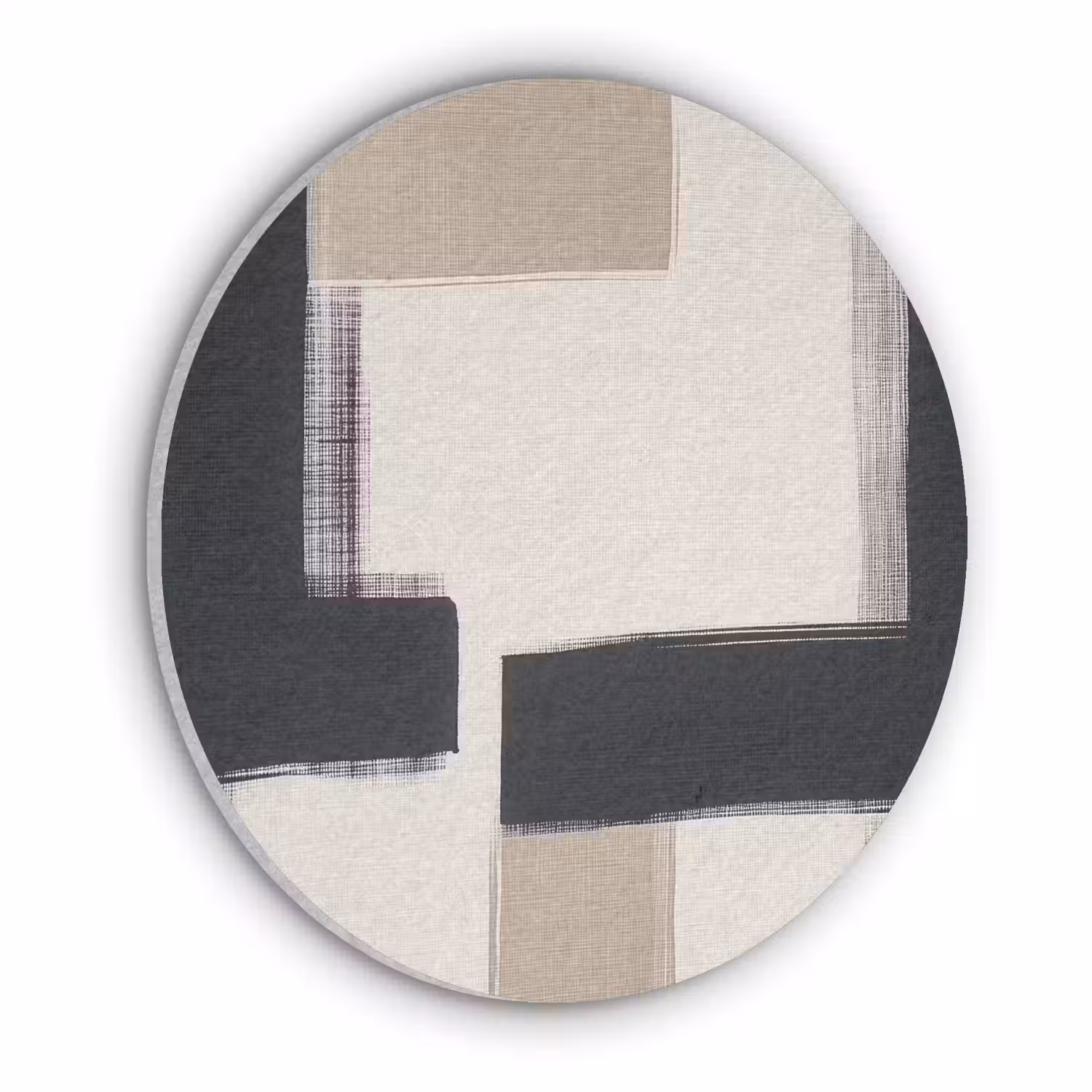 Zwart - Abstract - Japandi Akoestische PET Vilt - Rond klein -3d