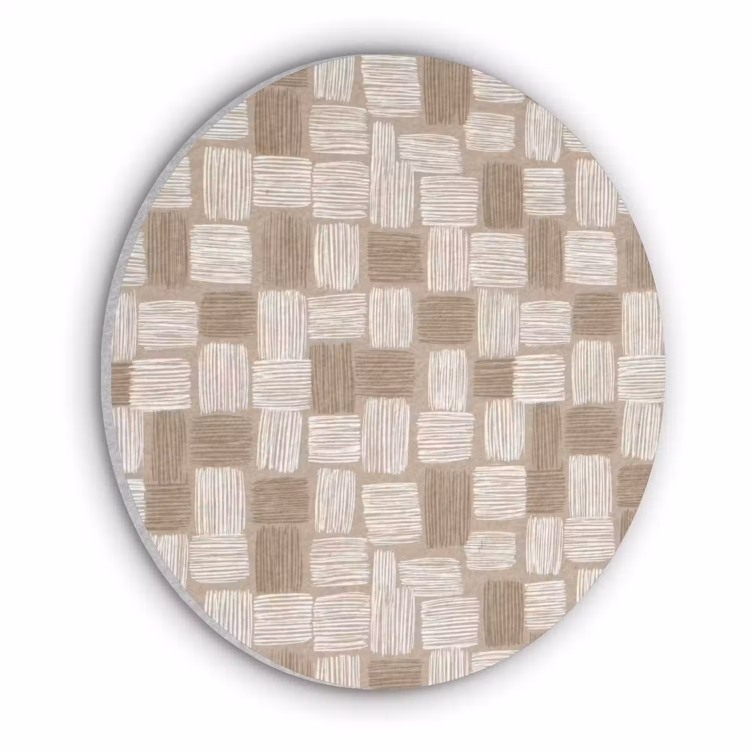 Blok - Patroon - Bruin Akoestische PET Vilt - Rond klein 838 -3d