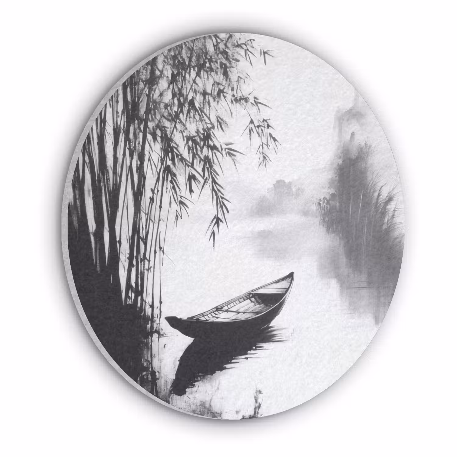 Boot - Rivier - Bamboe - Wit Akoestische PET Vilt - Rond klein -3d
