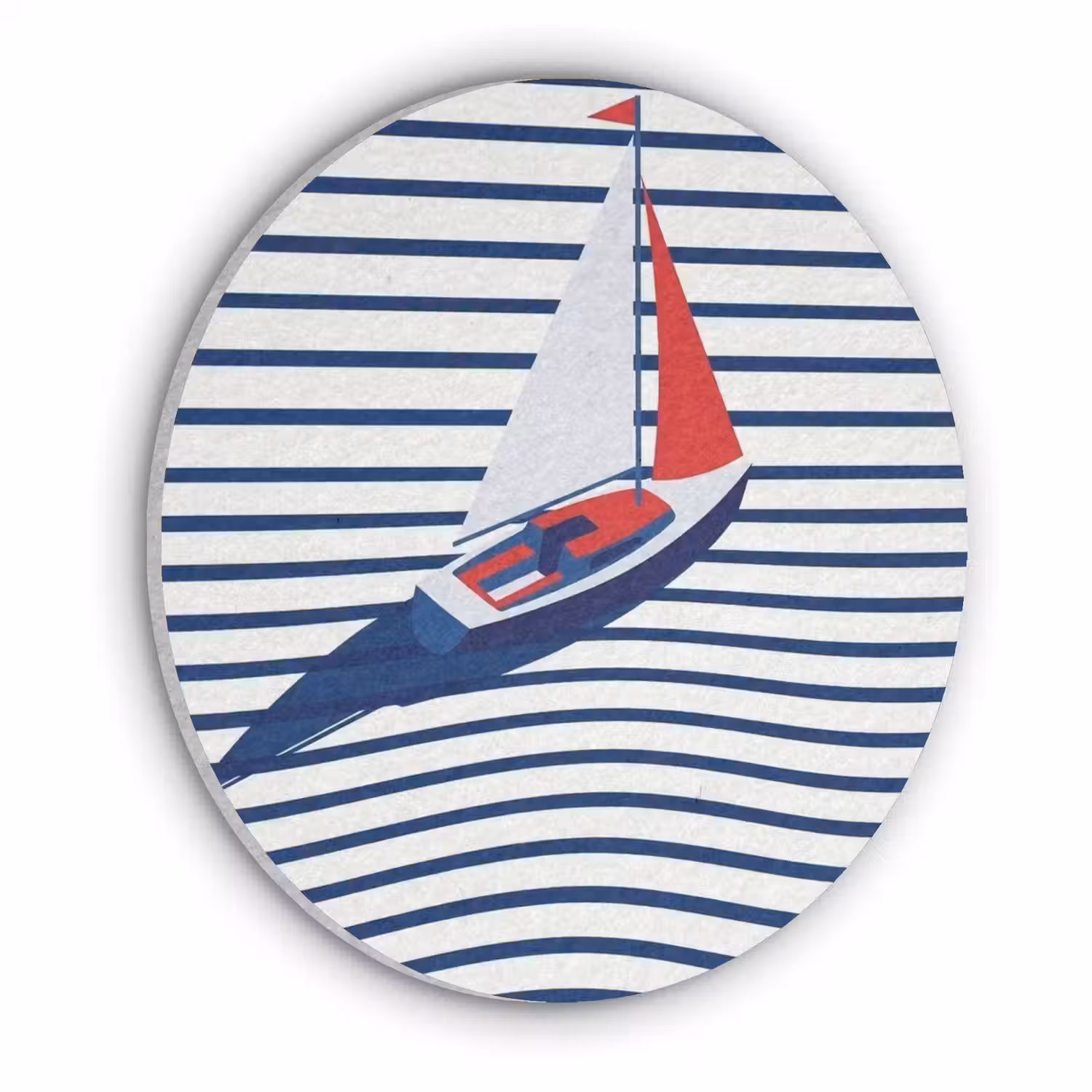 Boot - Water - Abstract - Blauw Akoestische PET Vilt - Rond klein -3d