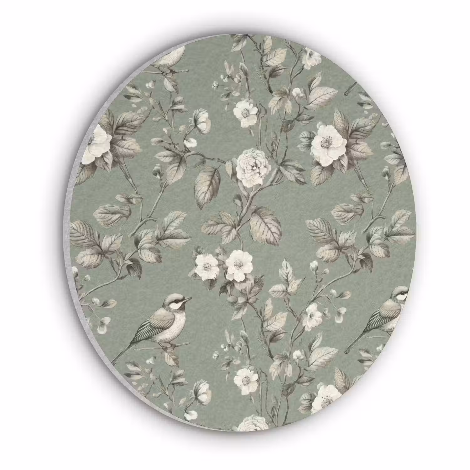 Botanisch - Vogels - Groen Akoestische PET Vilt - Rond klein 838 -3d