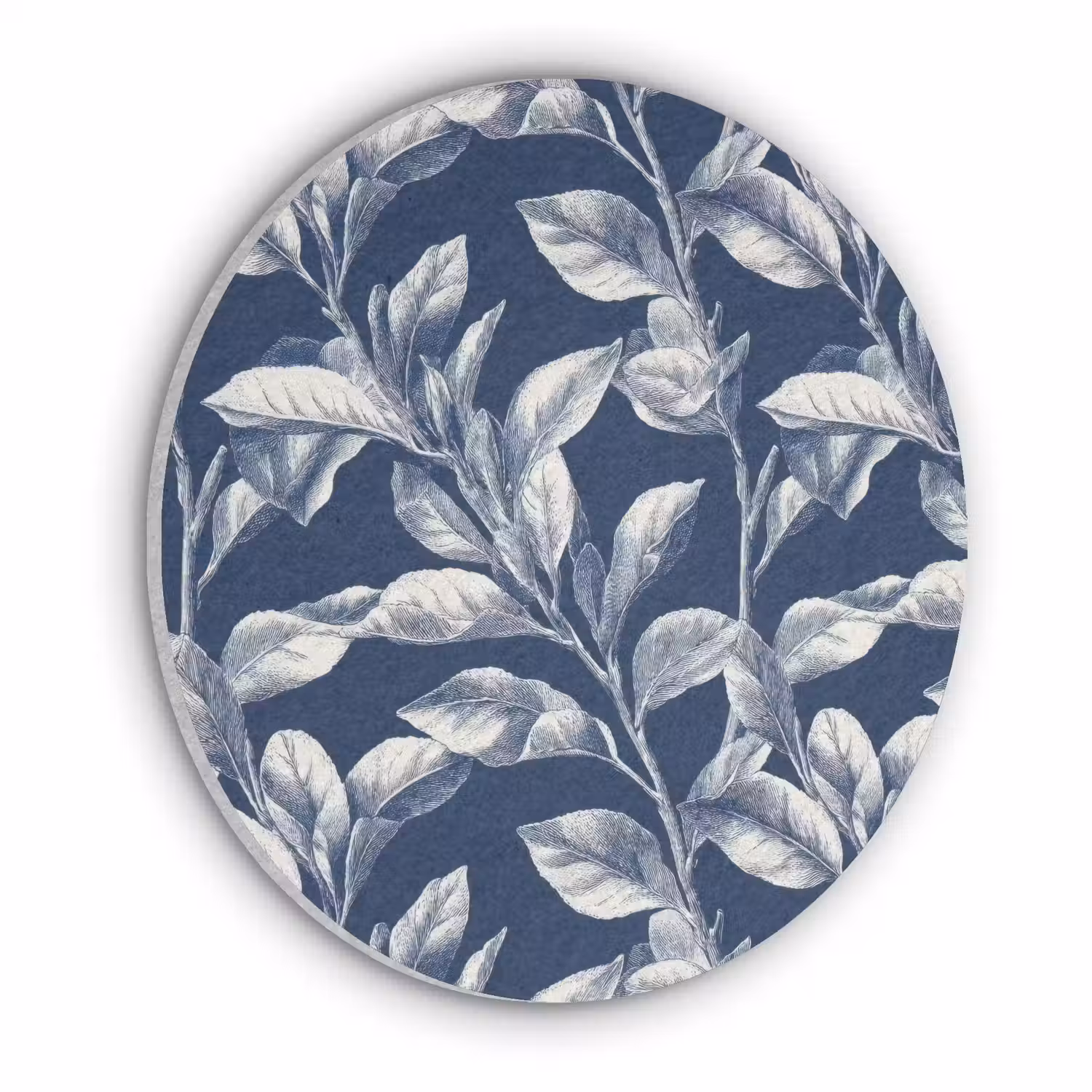 Botanisch - Patroon - Blauw Akoestische PET Vilt - Rond klein 838 -3d