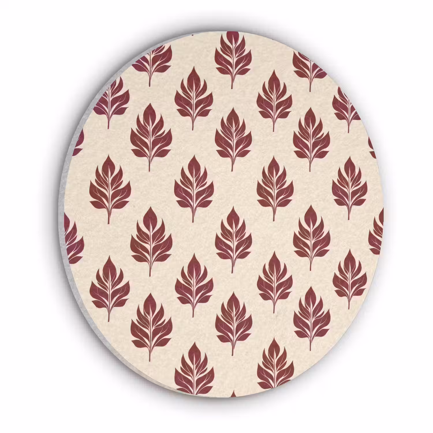 Botanisch - Patroon - Bordeaux Akoestische PET Vilt - Rond klein 838 -3d