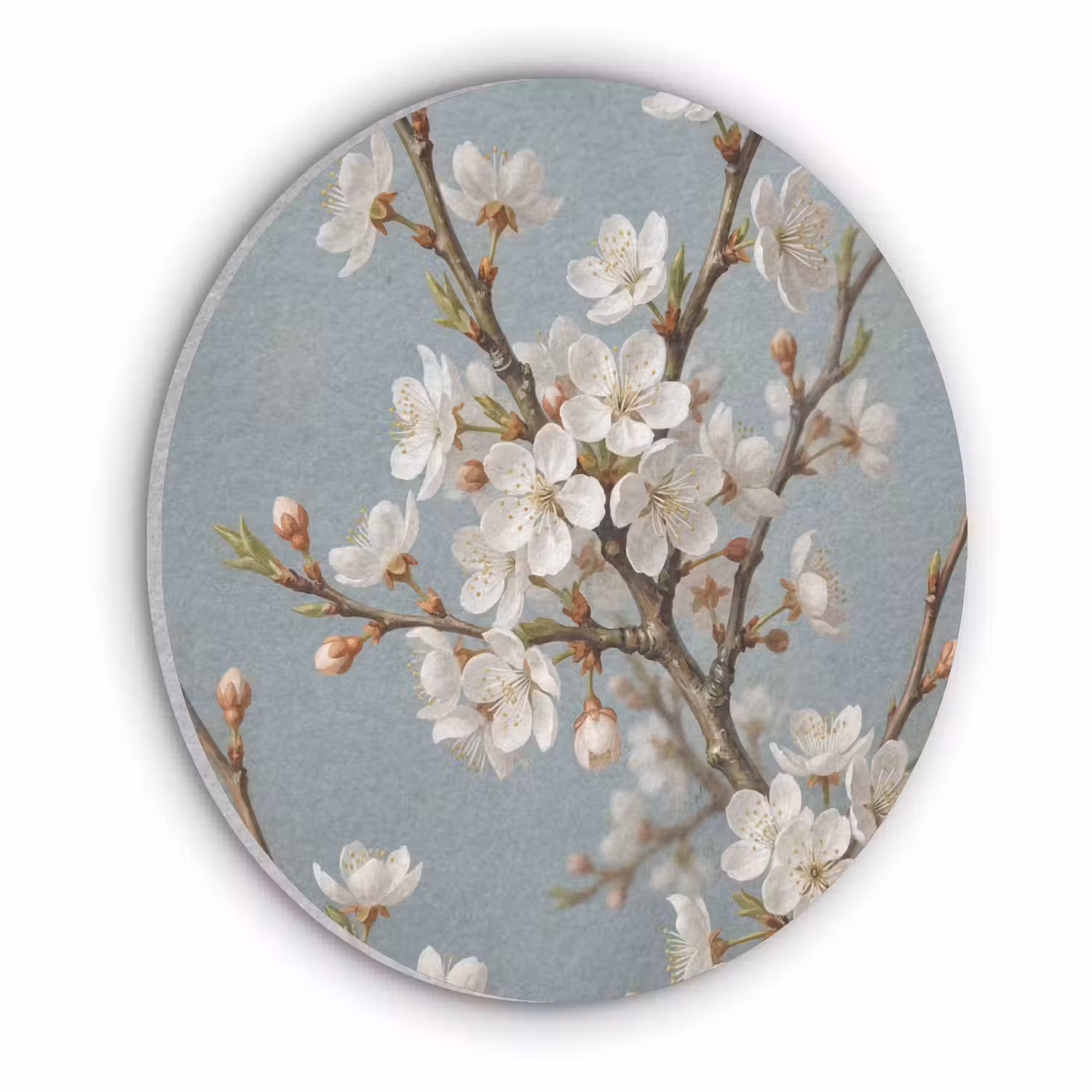 Botanisch - Stilleven - Blauw Akoestische PET Vilt - Rond klein -3d