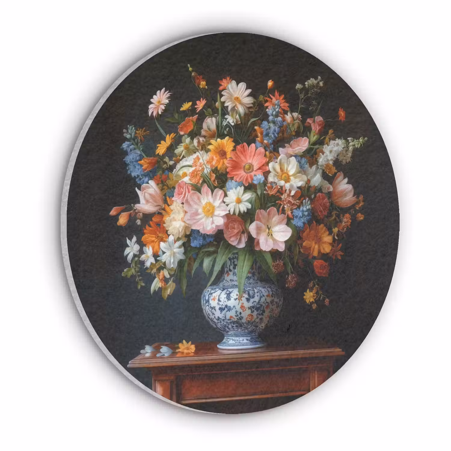 Boeket - Roze - Bloemen - Vaas Akoestische PET Vilt - Rond klein -3d
