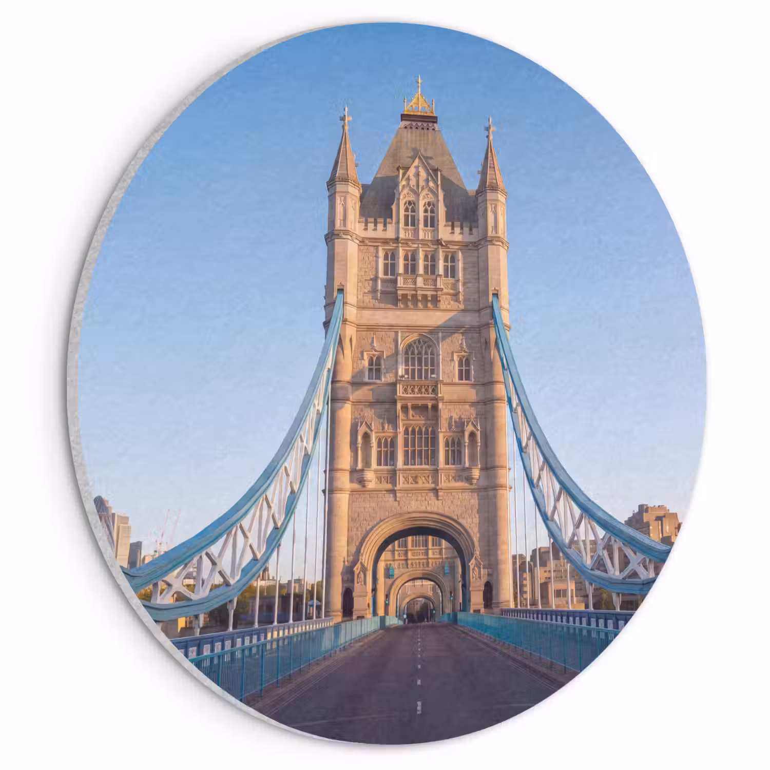 Brug - Toren - Architectuur - Klassiek - Blauw Akoestische PET Vilt - Rond klein -3d