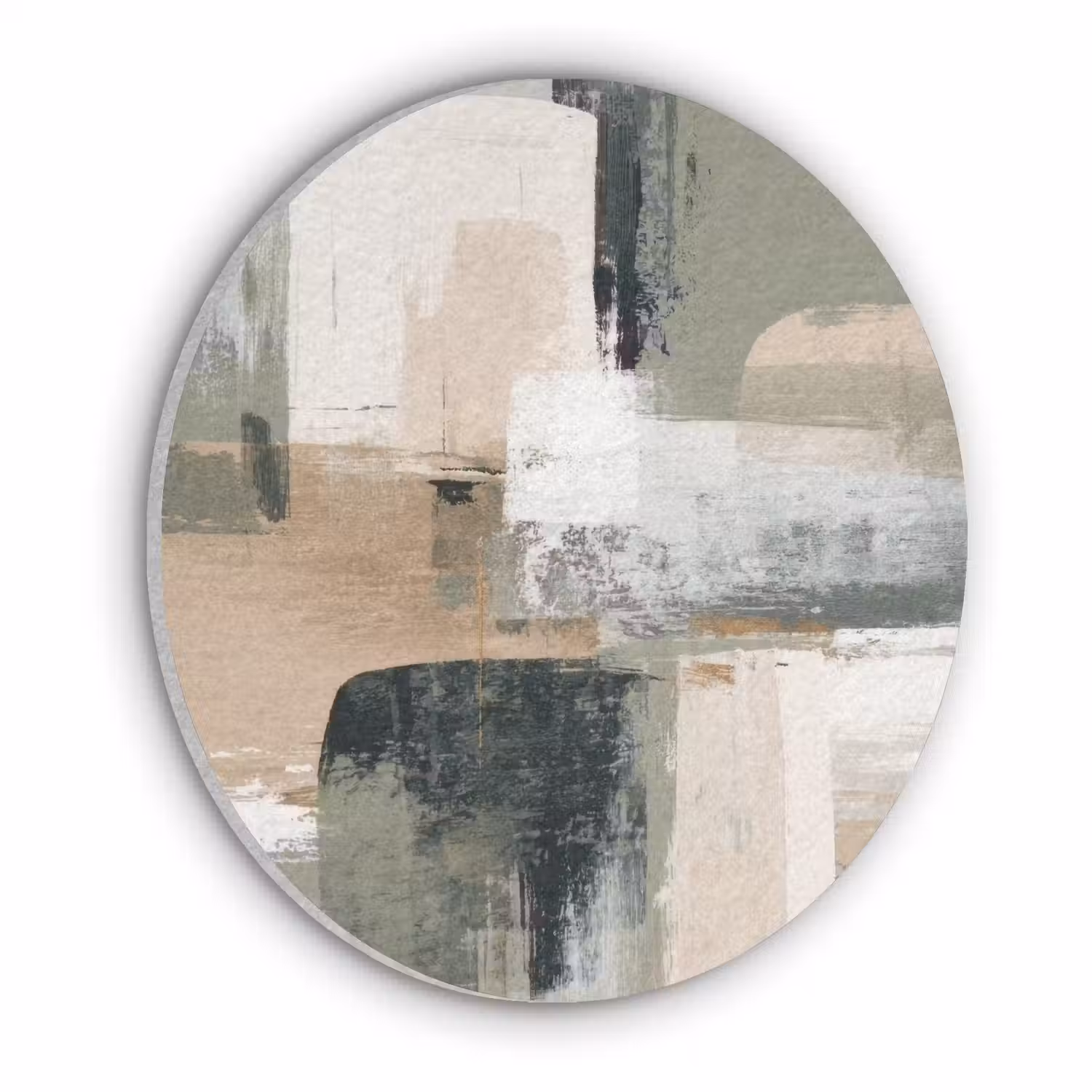Penseelstreken - Abstract - Aardetinten Akoestische PET Vilt - Rond klein -3d
