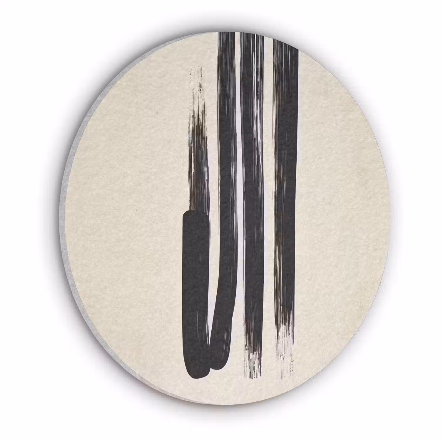 Penseelstreken - Verticaal - Zwart Akoestische PET Vilt - Rond klein -3d