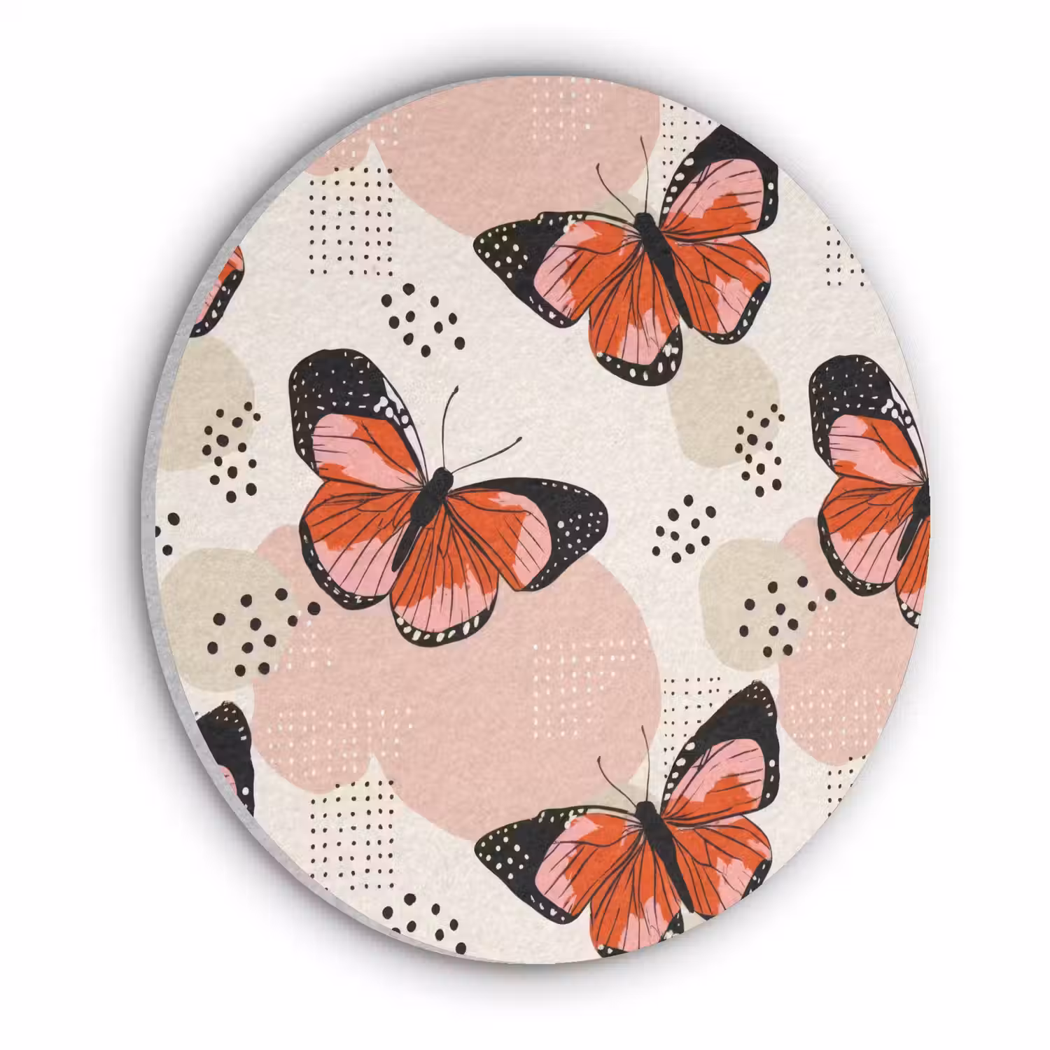 Vlinders - Retro - Kleurrijk Akoestische PET Vilt - Rond klein 838 -3d