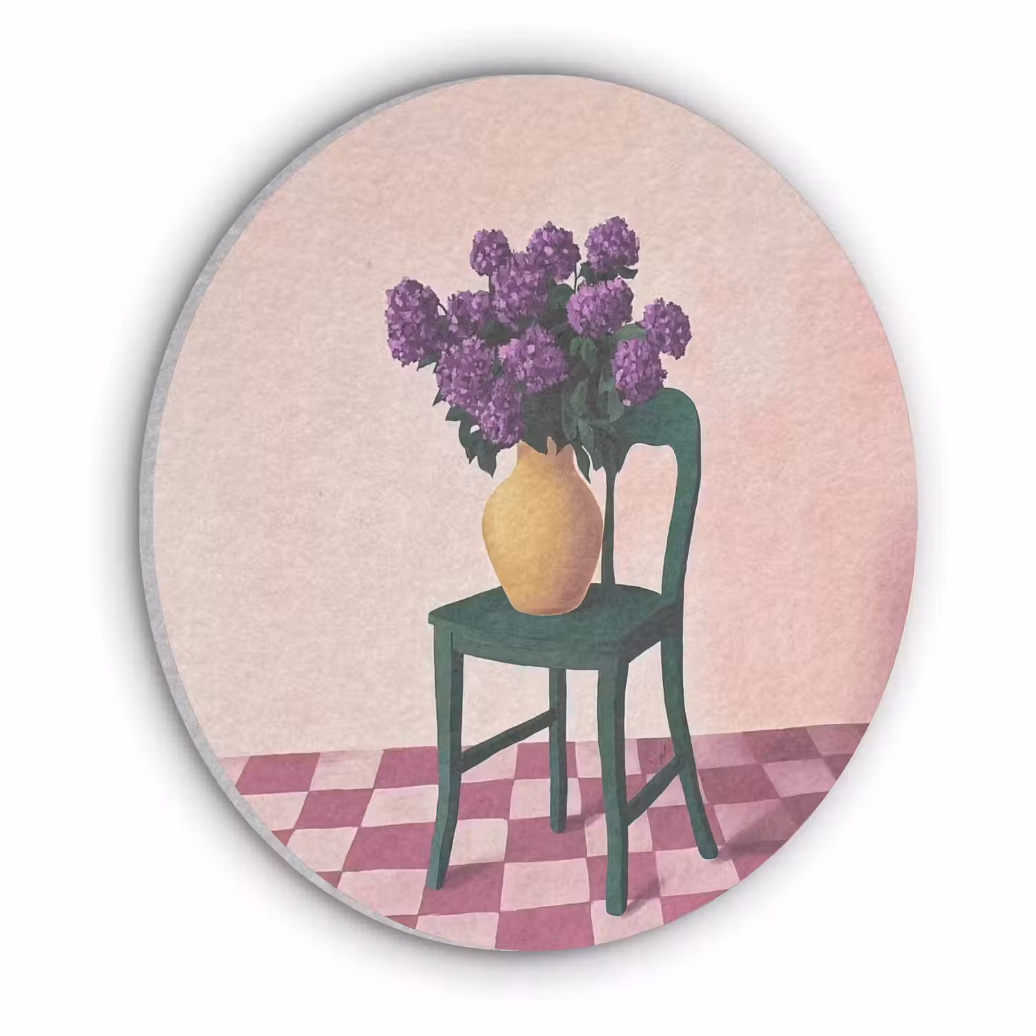 Stoel - Vaas - Bloemen - Geblokt Akoestische PET Vilt - Rond klein -3d