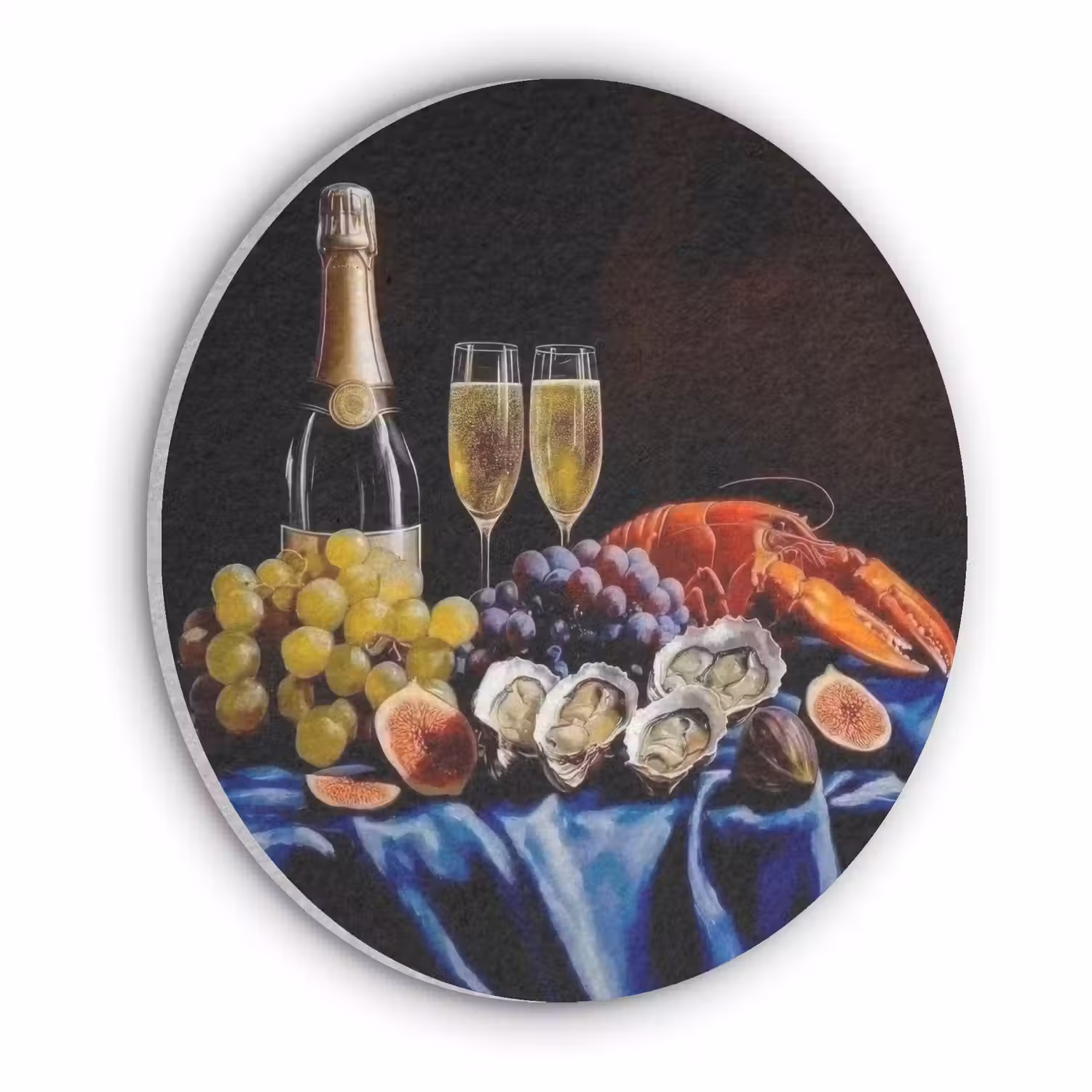 Champagne - Luxe - Oesters Akoestische PET Vilt - Rond klein -3d
