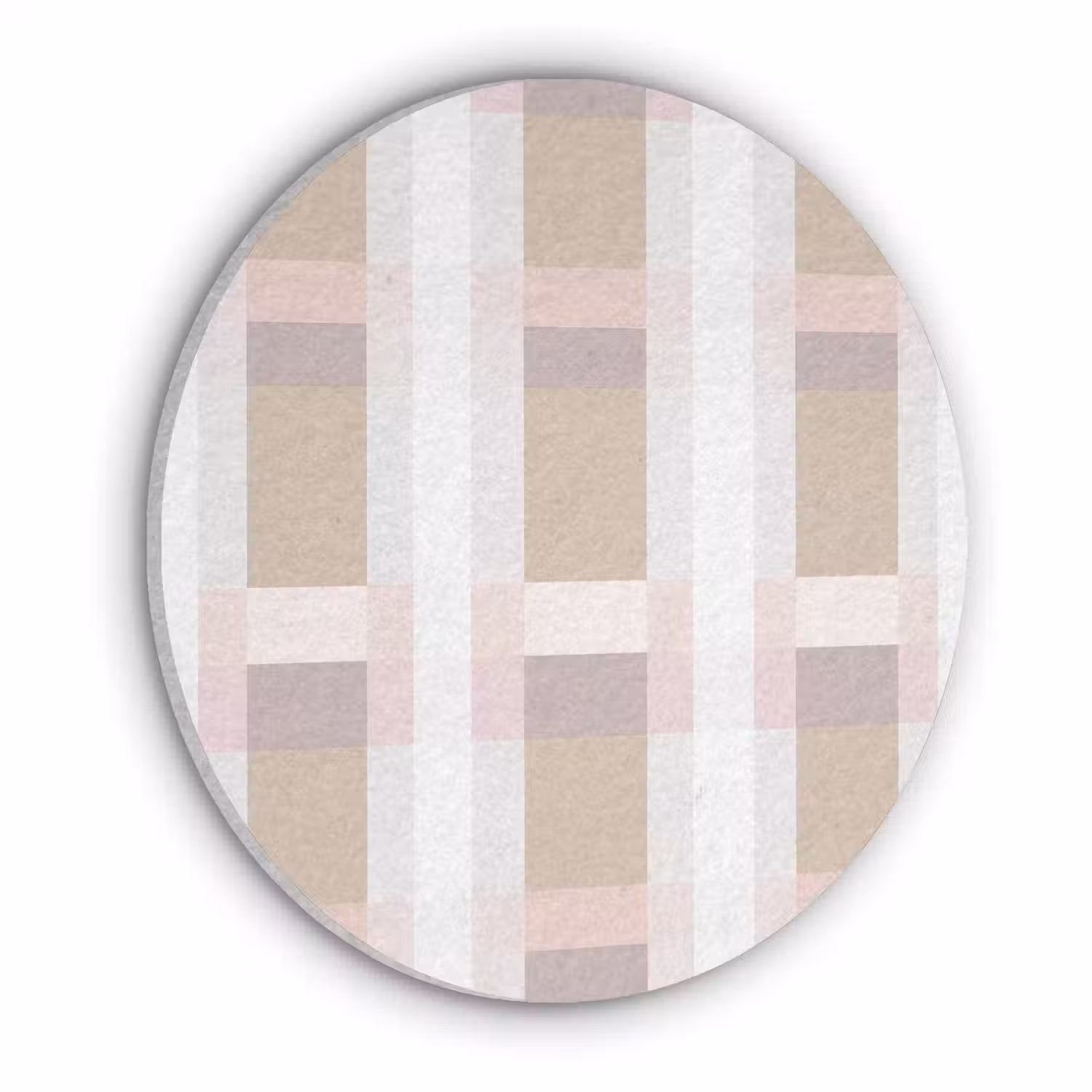 Ruitpatroon - Aardetinten - Minimalistisch Akoestische PET Vilt - Rond klein 838 -3d