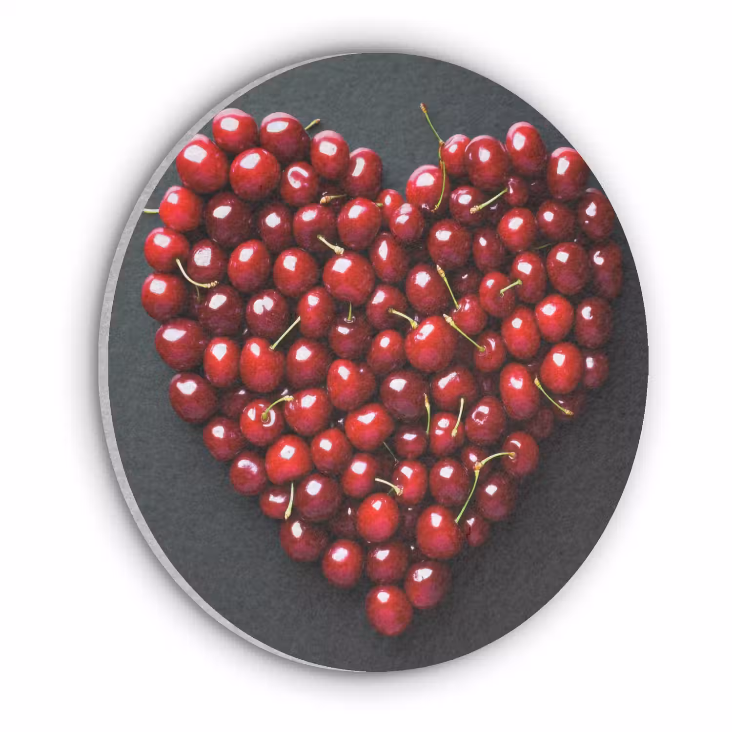 Kersen - Hart - Rood - Zwart Akoestische PET Vilt - Rond klein -3d