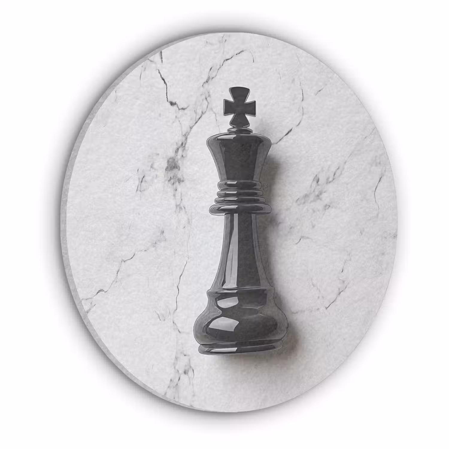 Schaakstuk - Koning - Zwart - Marmer Akoestische PET Vilt - Rond klein -3d