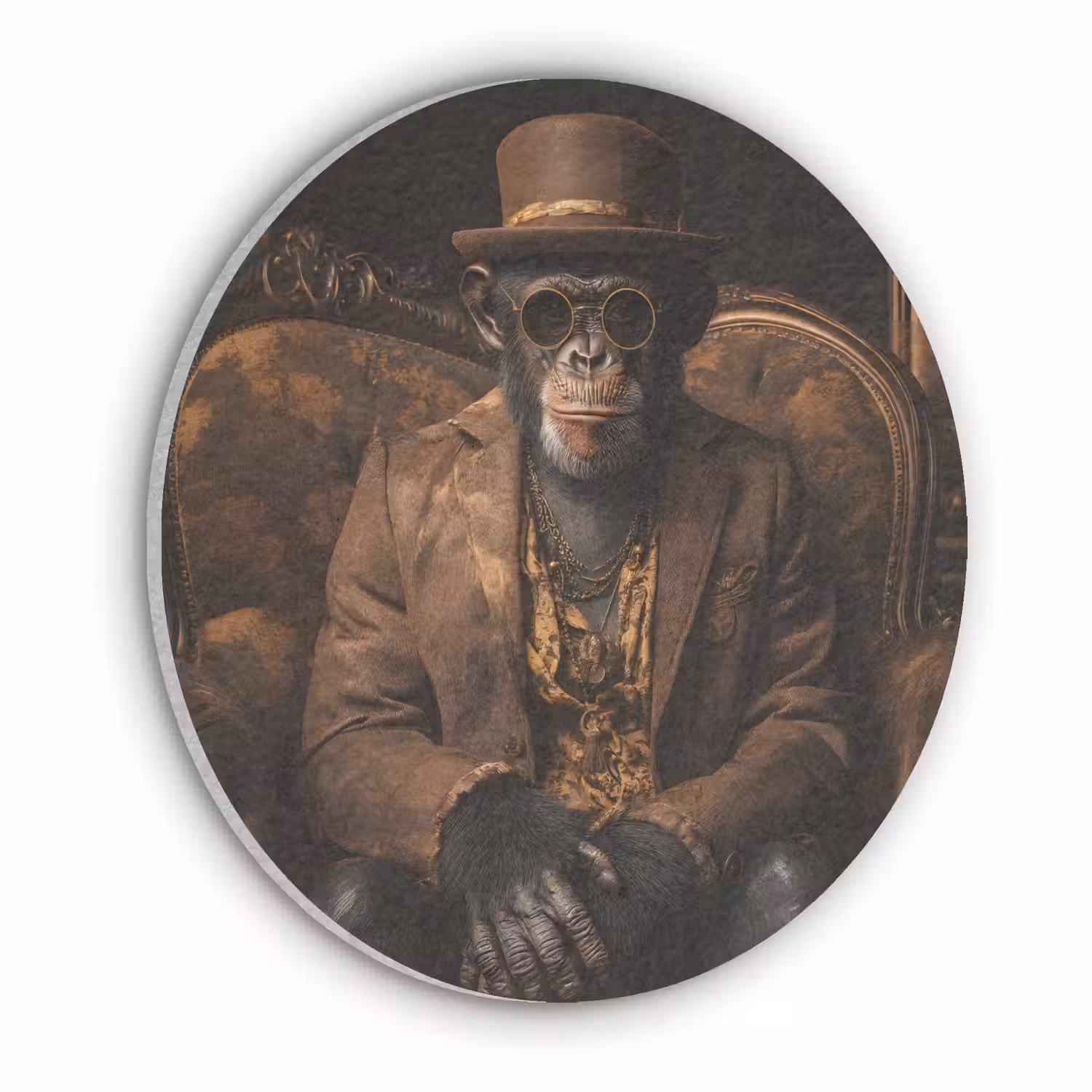 Chimpansee - Stoel - Pak - Bruin Akoestische PET Vilt - Rond klein -3d