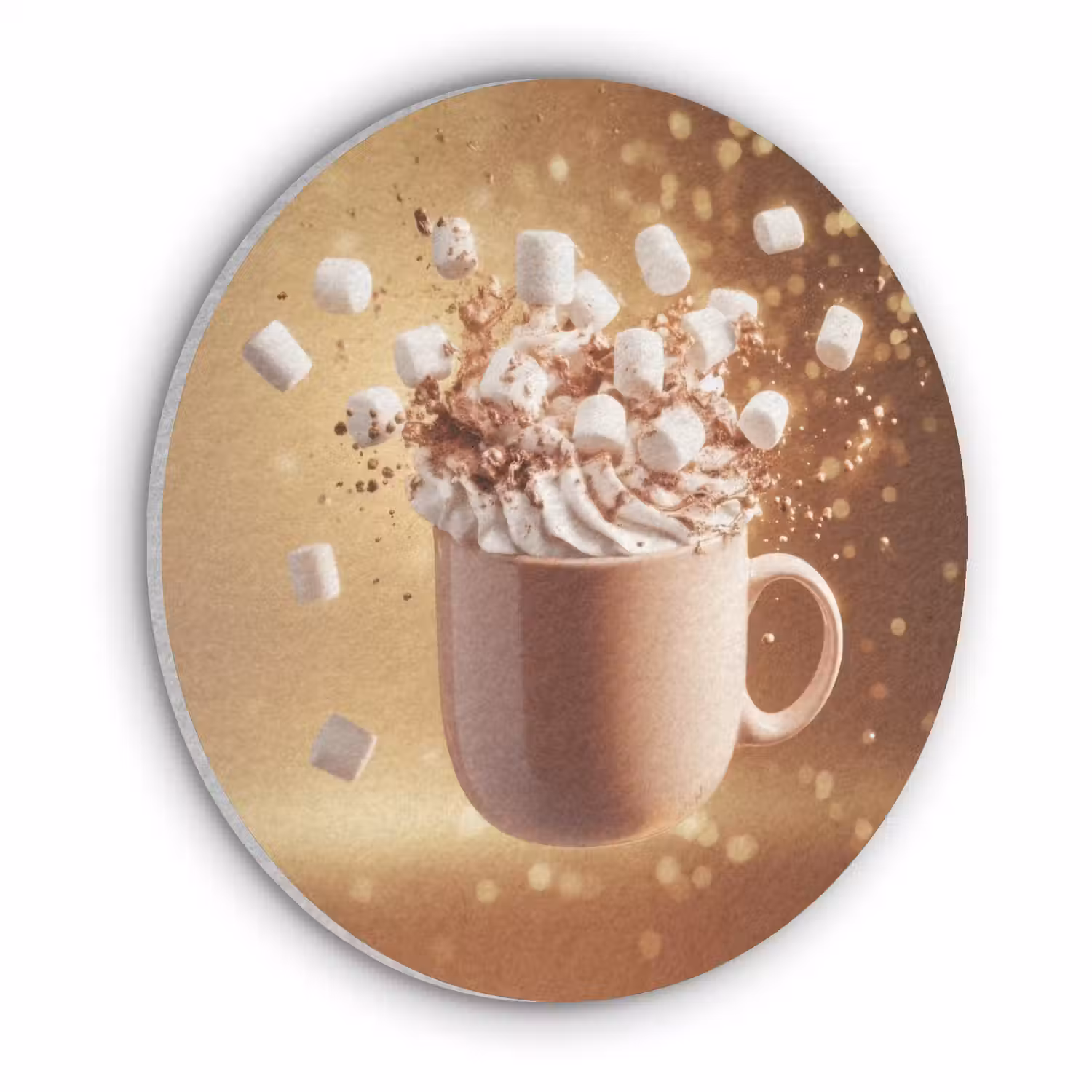 Chocomelk - Drinken - Warm - Bruin Akoestische PET Vilt - Rond klein -3d