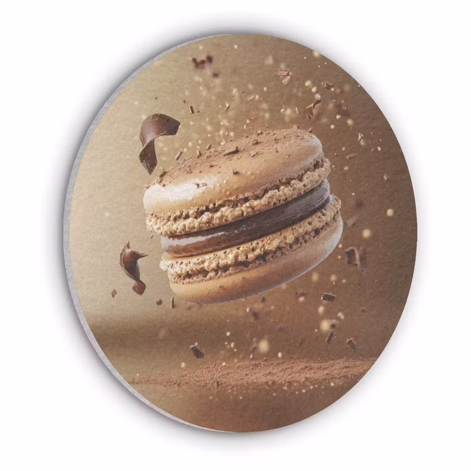 Chocolade - Macarons - Eten - Snoep Akoestische PET Vilt - Rond klein -3d