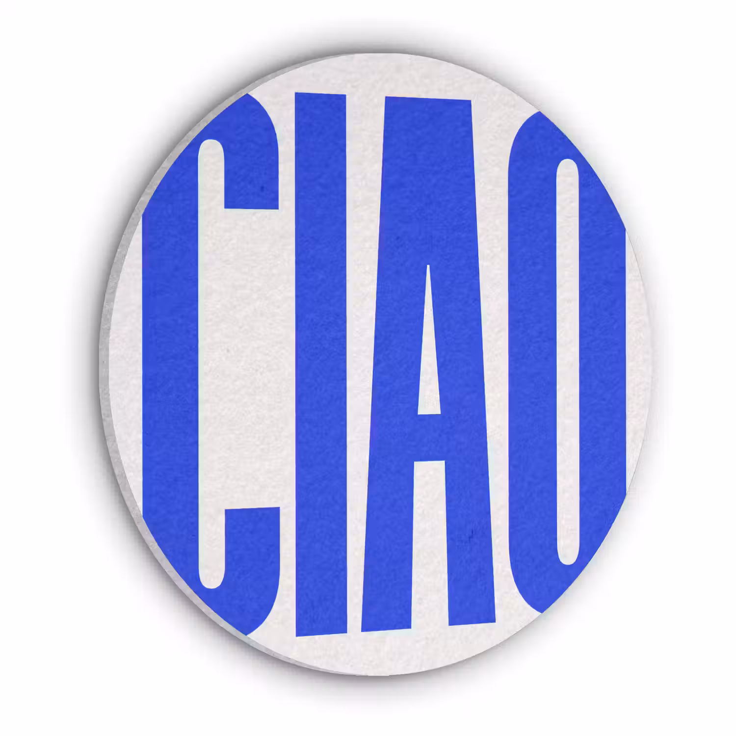 Ciao - Hoofdletters - Blauw - Minimalistisch Akoestische PET Vilt - Rond klein -3d