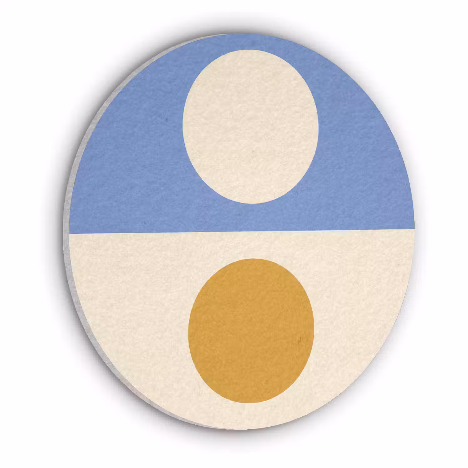 Cirkels - Symmetrisch - Wit - Blauw- Geel Akoestische PET Vilt - Rond klein -3d
