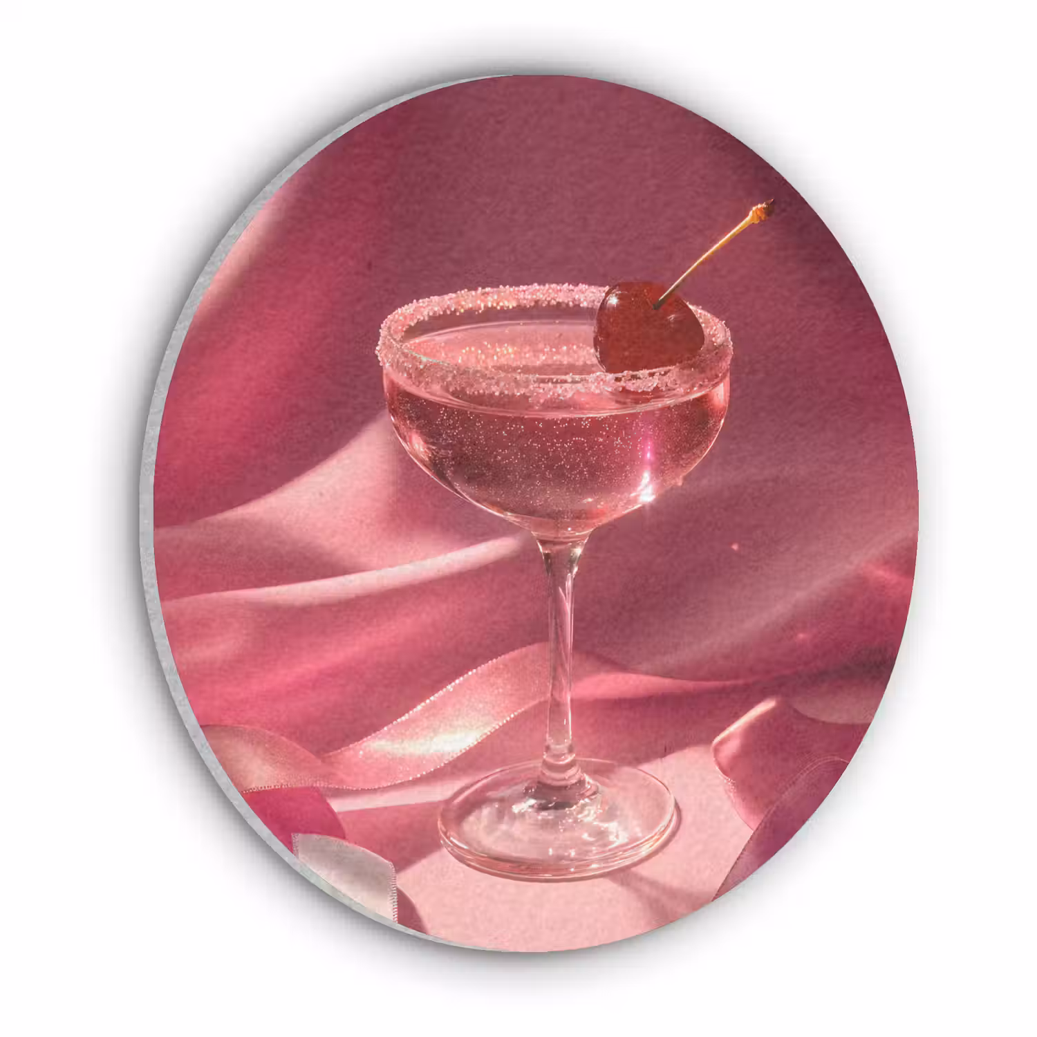 Cocktail - Pink - Luxe Akoestische PET Vilt - Rond klein -3d