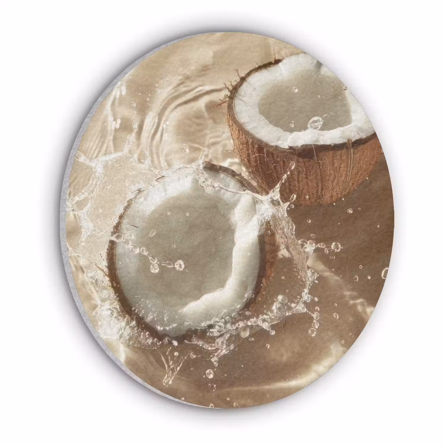 Kokosnoot - Water - Beige - Spetters Akoestische PET Vilt - Rond klein -3d