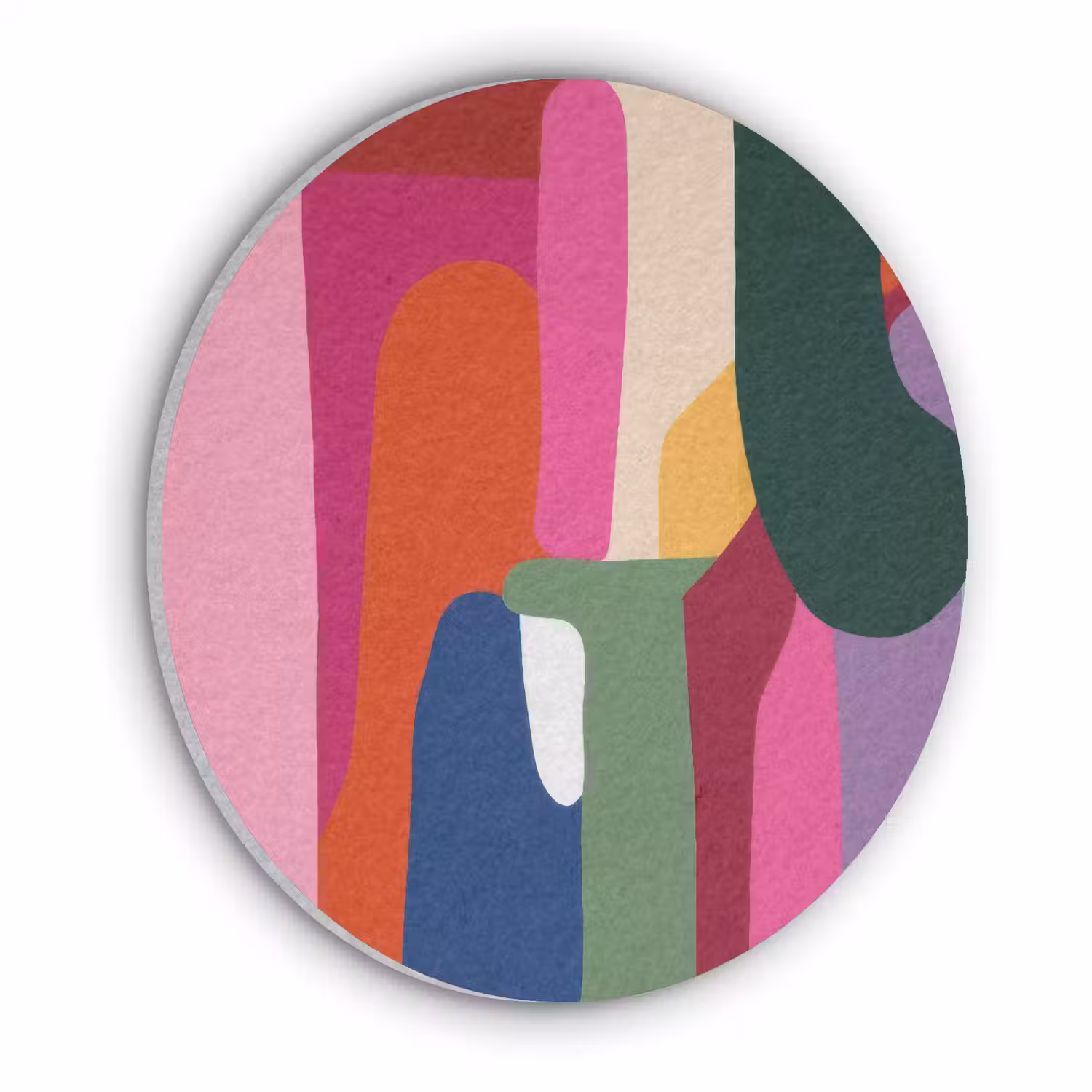 Kleurvakken - Recht - Rond - Abstract Akoestische PET Vilt - Rond klein -3d